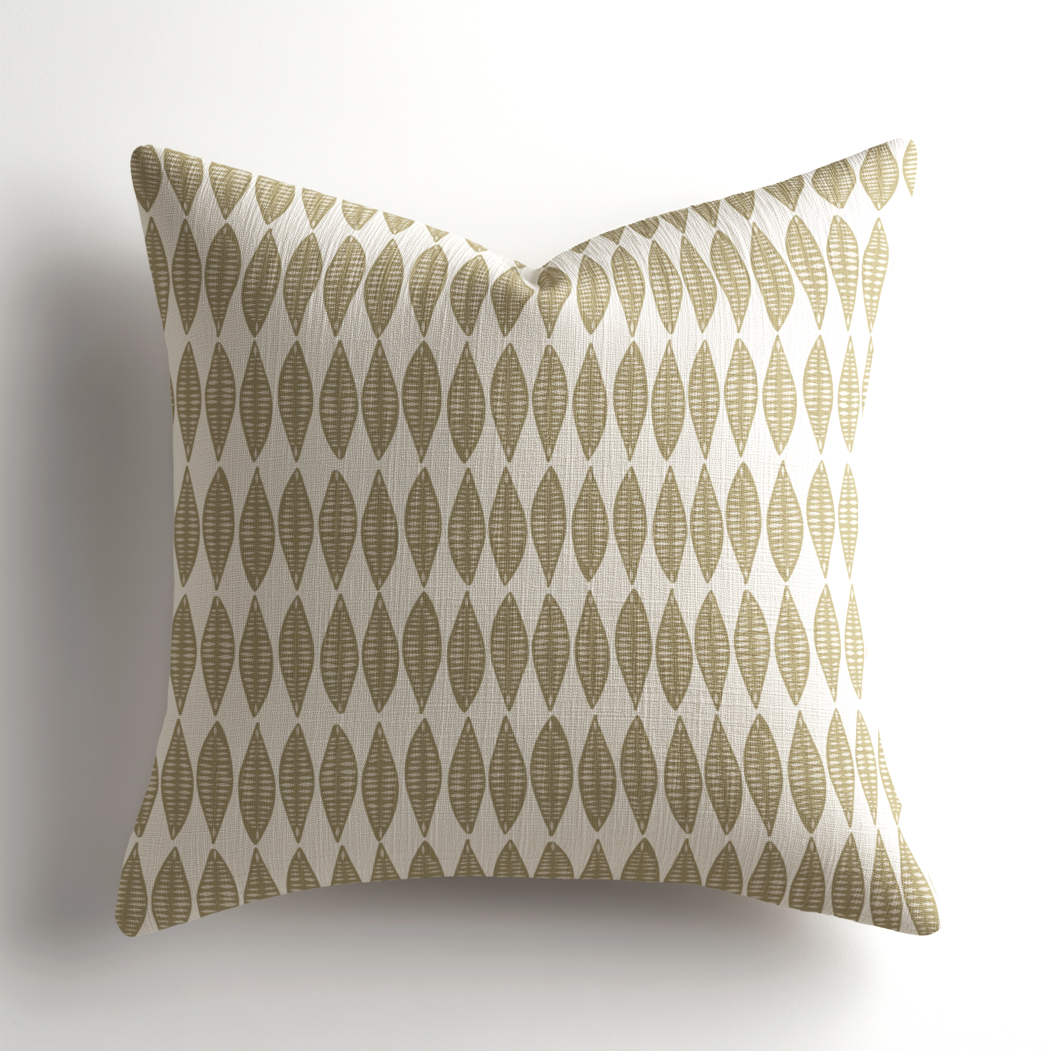Small-batch premium throw pillow by Emily Daws in Leaflette Lemongrass, a southern inspired artful accent pillow for designers who specify boutique textiles and made-in-the-USA craftsmanship.