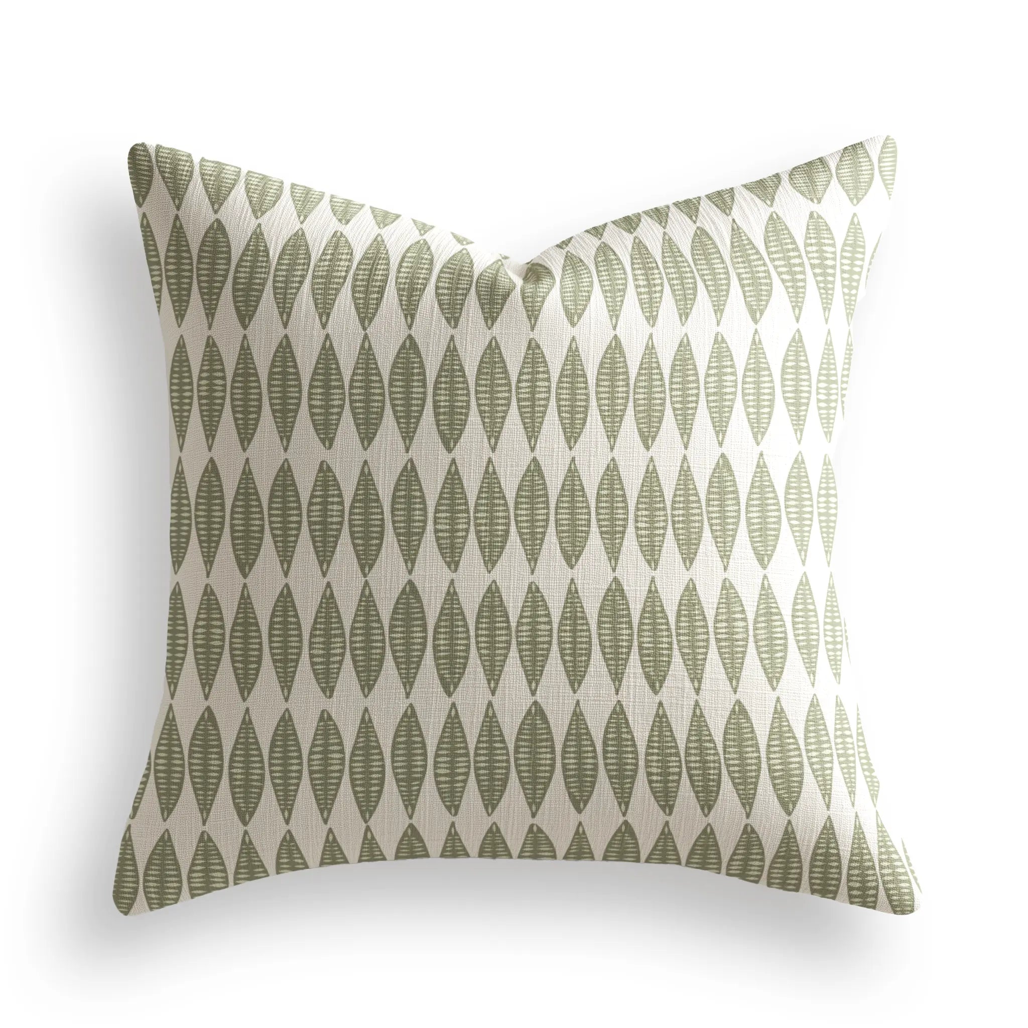 Leaflette Throw Pillow in Peridot by Emily Daws — Flora Collection, made-to-order on Belgian linen