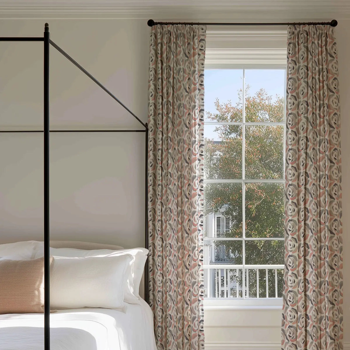 Magnolia fabric in Multi by Emily Daws styled in an interior — Charleston Collection