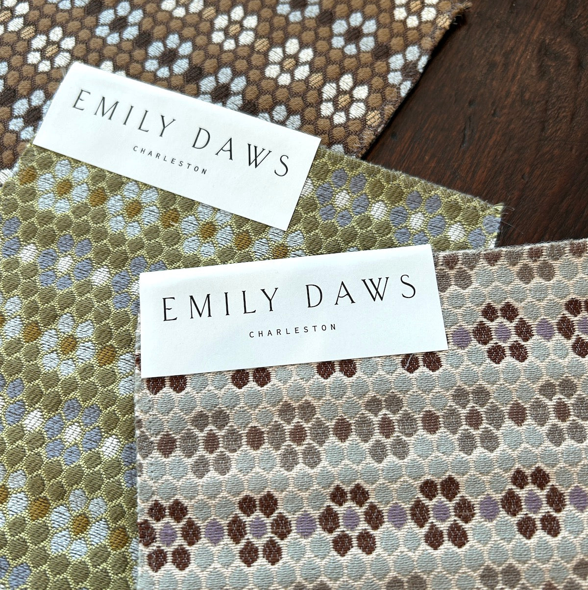 Emily Daws small-batch fabric for custom window treatments, pillows, and bespoke upholstery in boutique interiors.