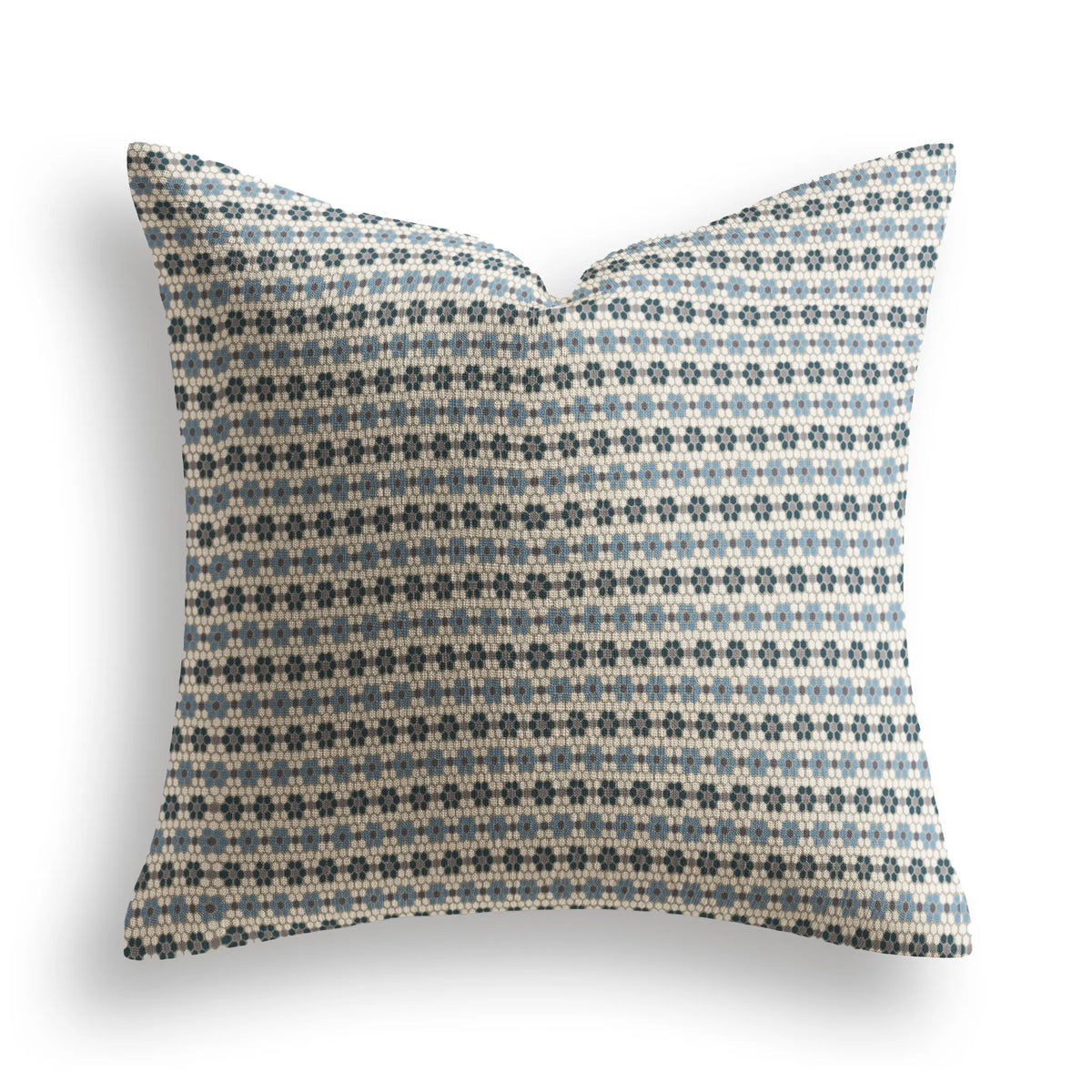 Nectar Throw Pillow in Cerulean Blue by Emily Daws — Fauna Collection, made-to-order on woven upholstery fabric
