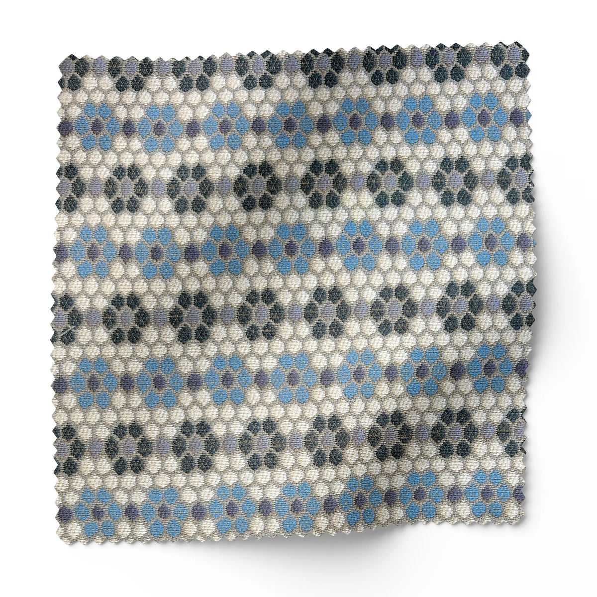 Nectar fabric swatch in Cerulean Blue by Emily Daws — 6x6 woven upholstery fabric sample, Fauna Collection