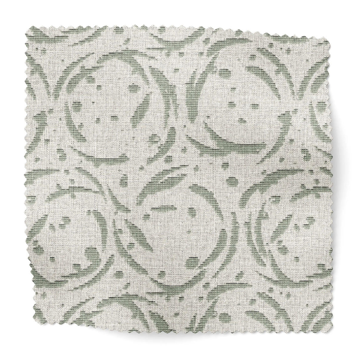 Nest fabric swatch in Eucalyptus by Emily Daws — 6x6 Belgian linen sample, Fauna Collection