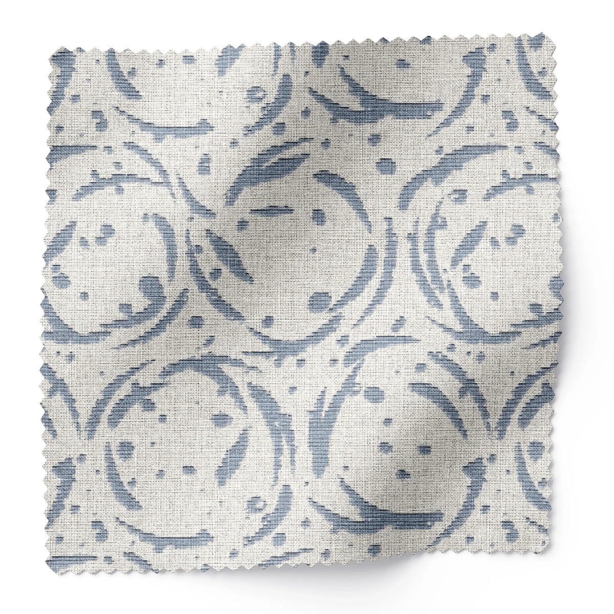 Nest fabric swatch in Raindrop by Emily Daws — 6x6 Belgian linen sample, Fauna Collection