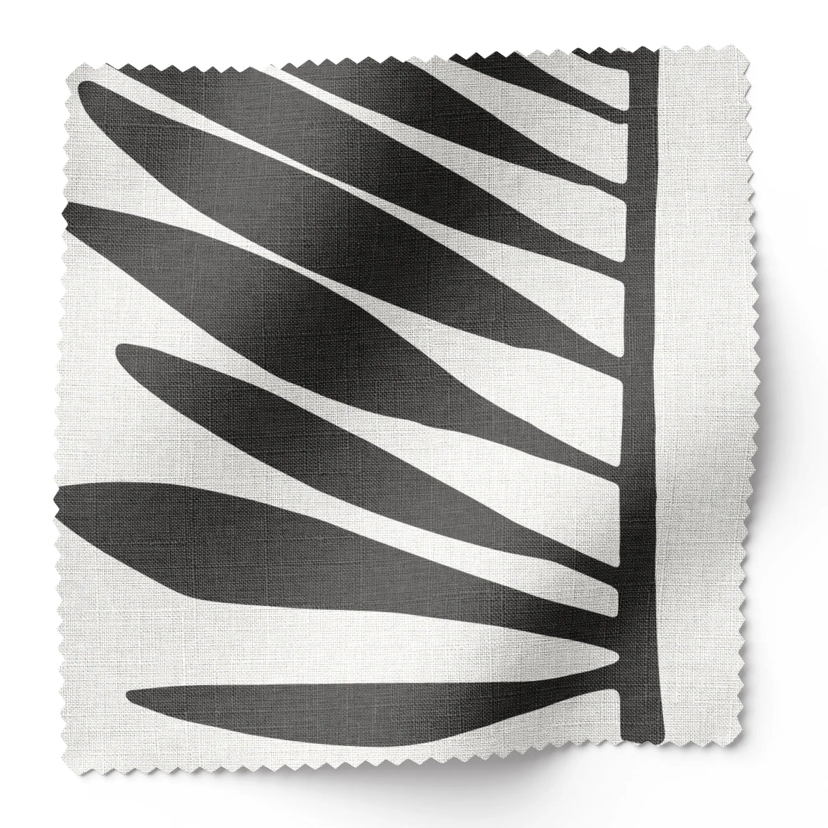 Palmetto fabric swatch in Jet by Emily Daws — 6x6 Belgian linen sample, Charleston Collection