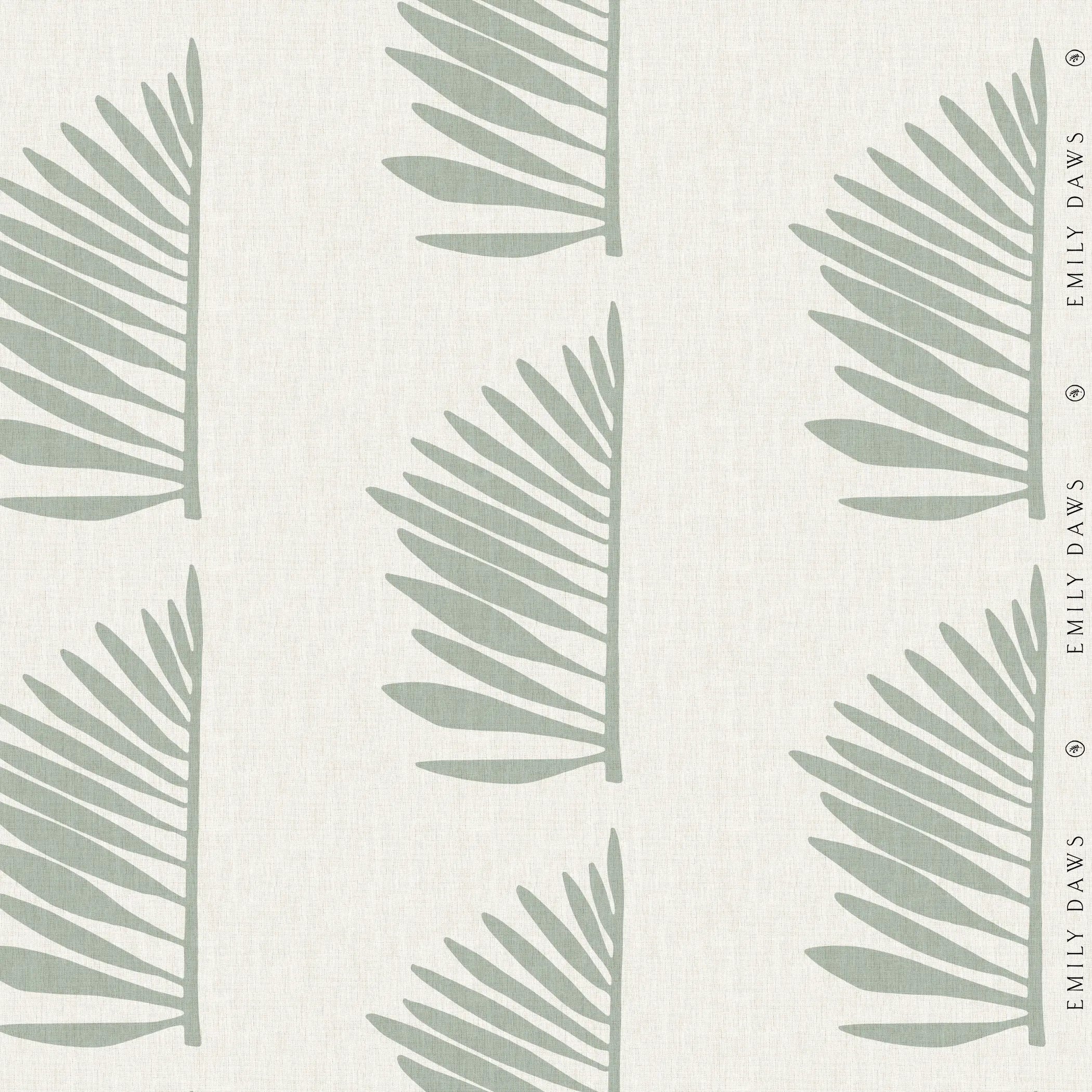 Palmetto fabric in Leaf by Emily Daws styled in an interior — Charleston Collection