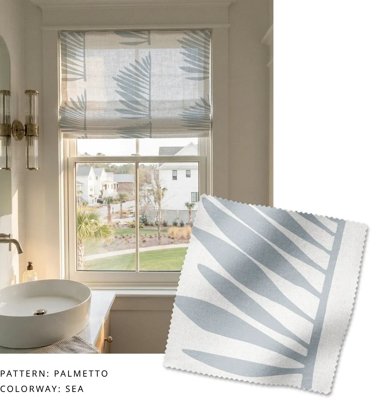 Palmetto Fabric in Sea