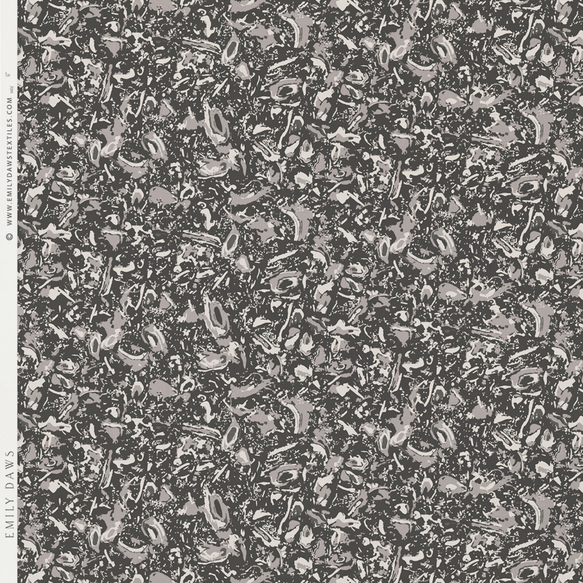 River Reef wallpaper in Coal by Emily Daws – product view of repeating motif for interior walls