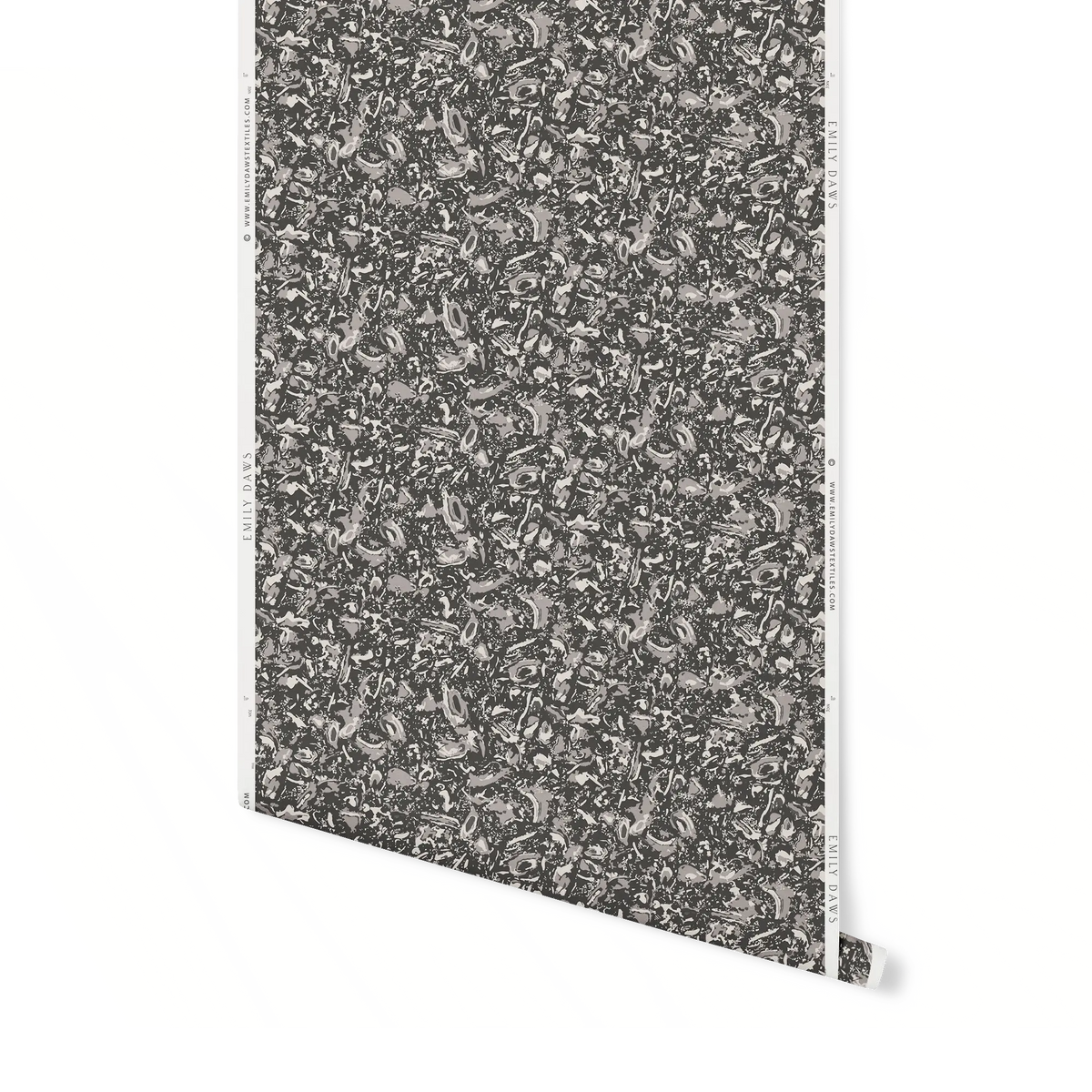 Emily Daws River Reef wallpaper in Coal – close-up showing texture and tone of design