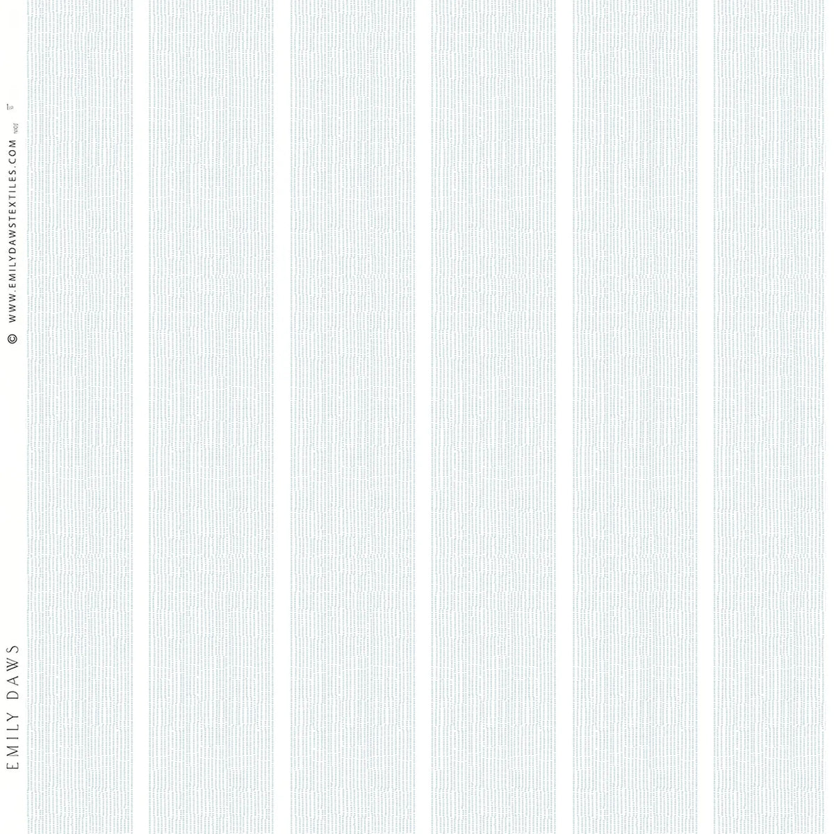 Emily Daws wallpaper sample in Sandbar. Shown in a soft pale blue colorway on a white paper ground.