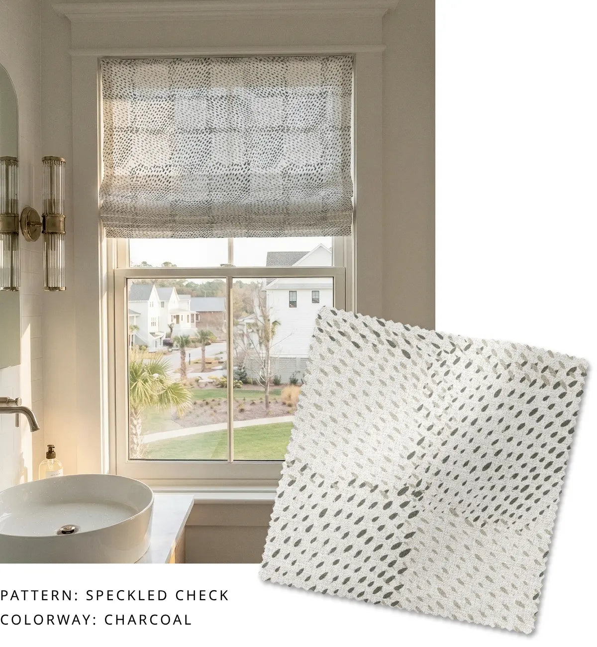Speckled Check Fabric in Charcoal