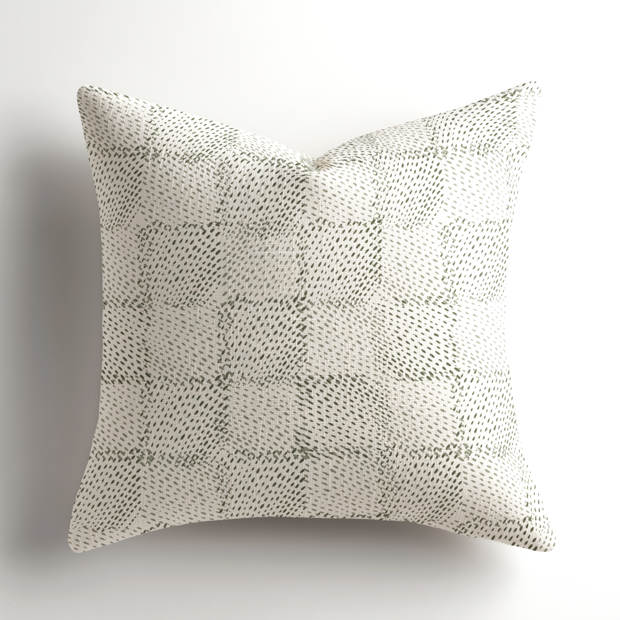 Premium linen throw pillow in Speckled Check Cactus by Emily Daws, a southern inspired, boutique textiles accent designed for interior designers seeking made-in-the-USA soft goods.