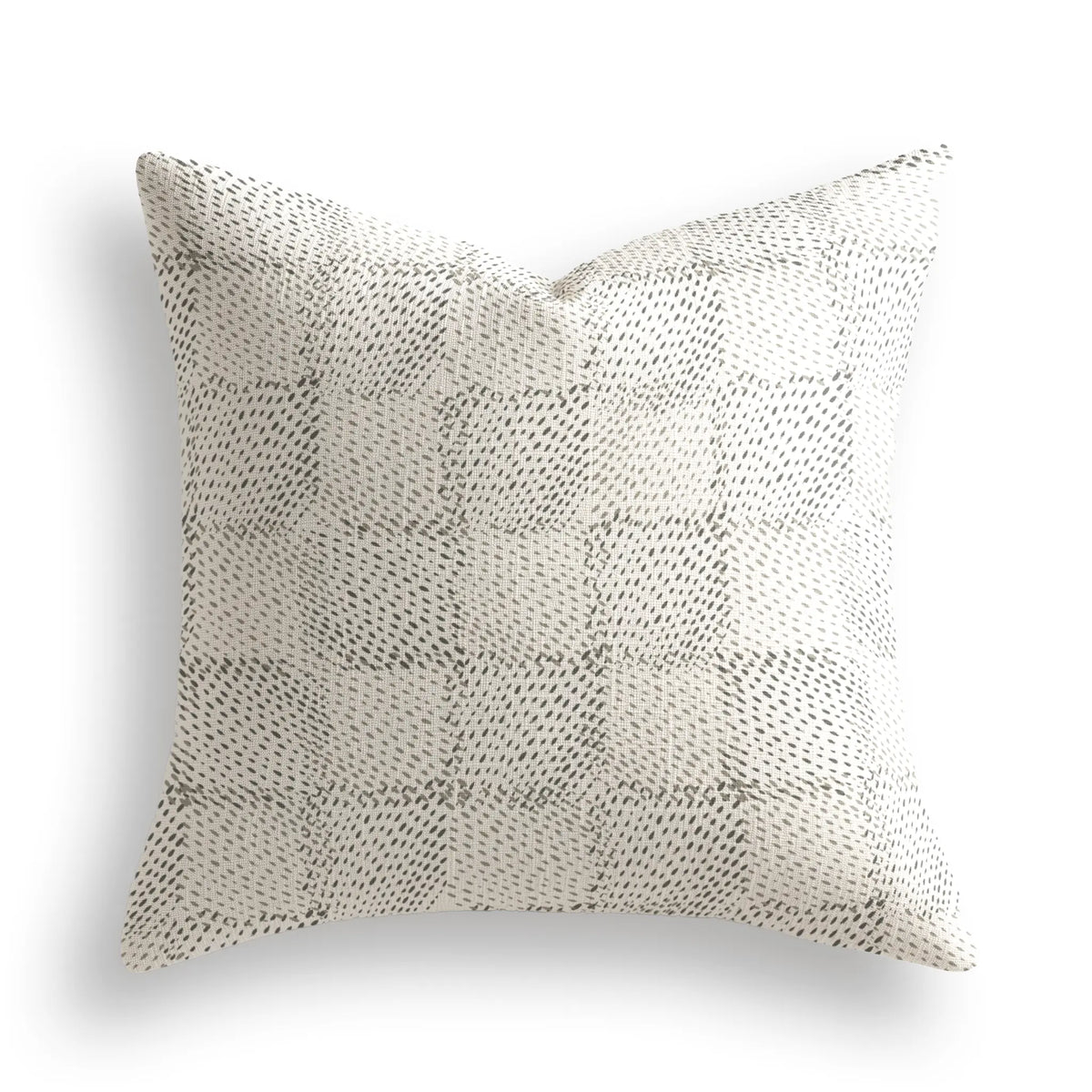 Speckled Check Throw Pillow in Charcoal by Emily Daws — Fauna Collection, made-to-order on Belgian linen