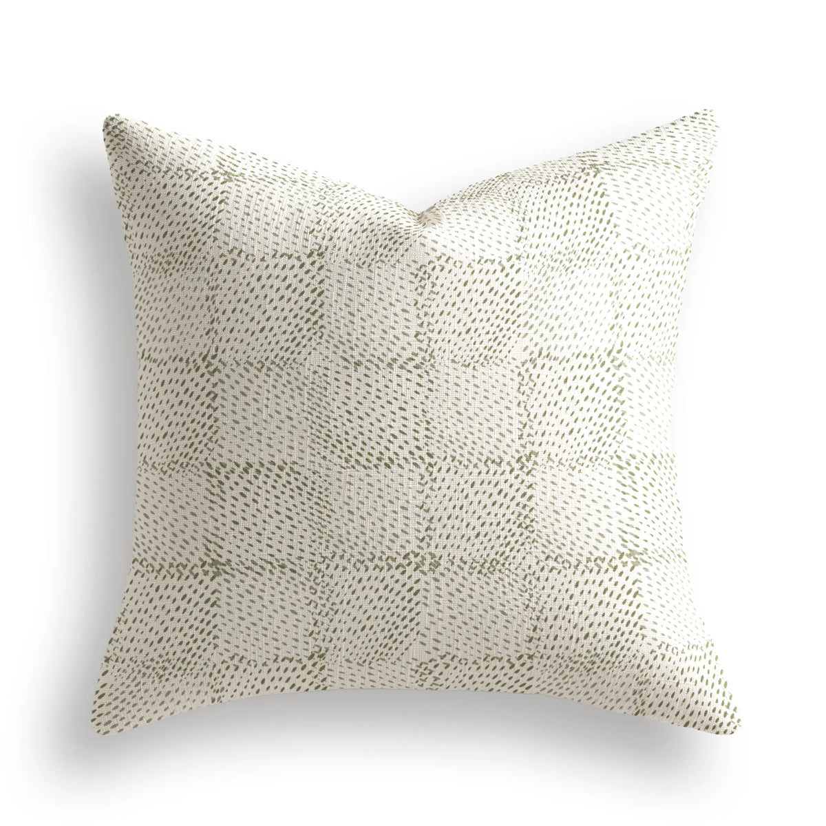Speckled Check Throw Pillow in Chive by Emily Daws — Fauna Collection, made-to-order on Belgian linen