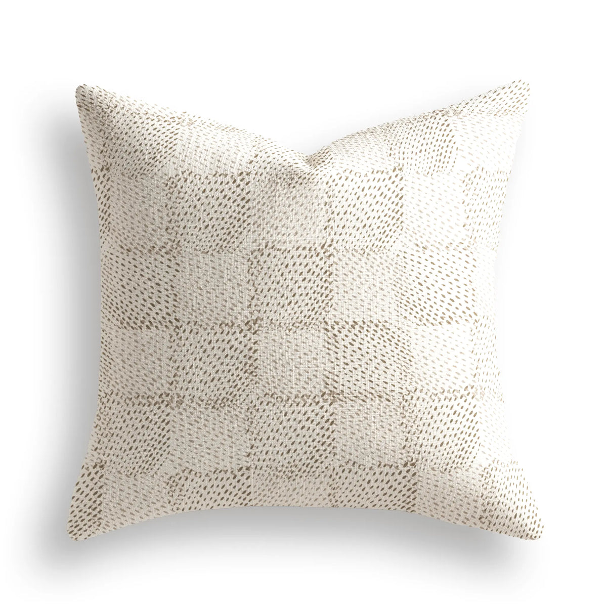 Speckled Check Throw Pillow in Oak by Emily Daws — Fauna Collection, made-to-order on Belgian linen