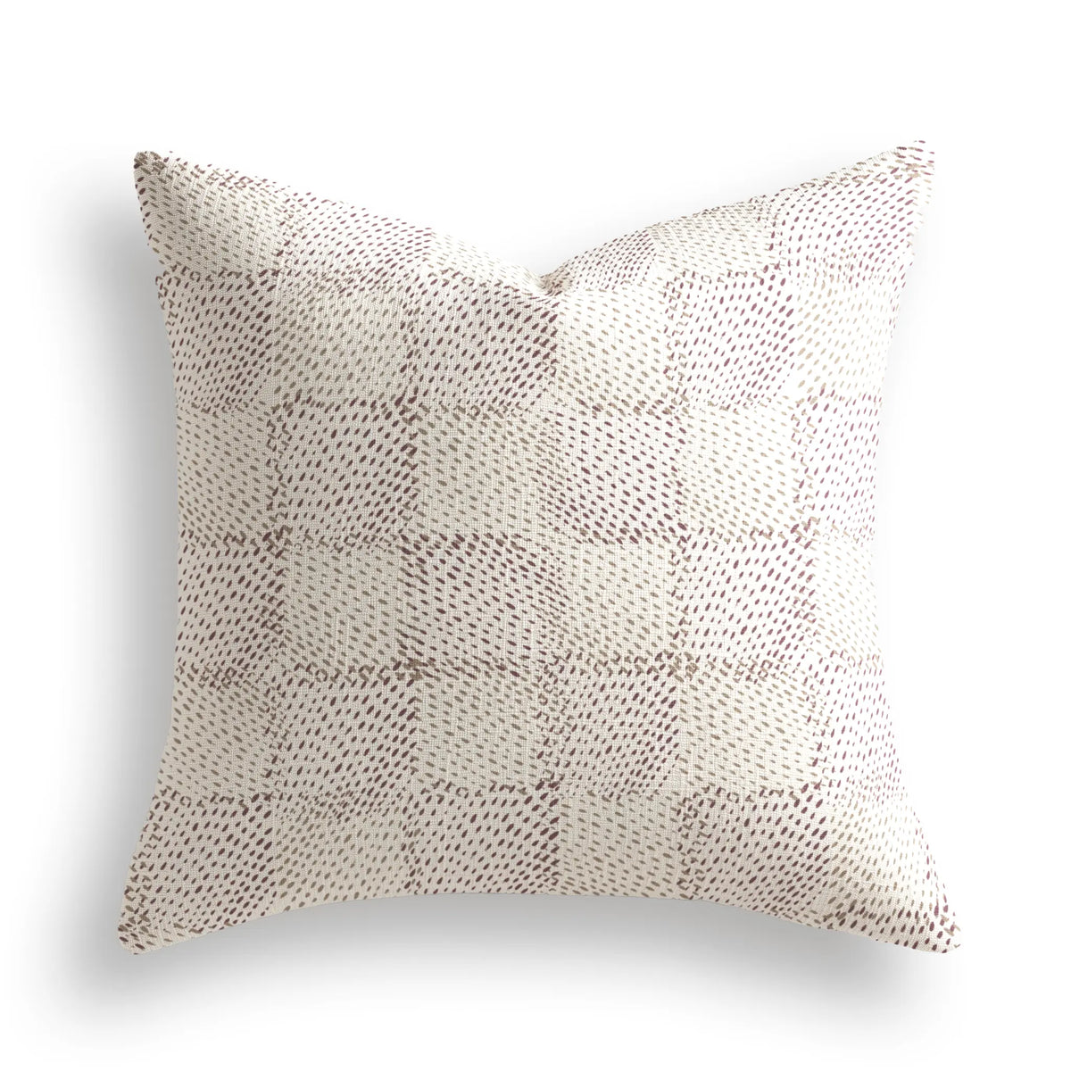 Speckled Check Throw Pillow in Sorbet by Emily Daws — Fauna Collection, made-to-order on Belgian linen