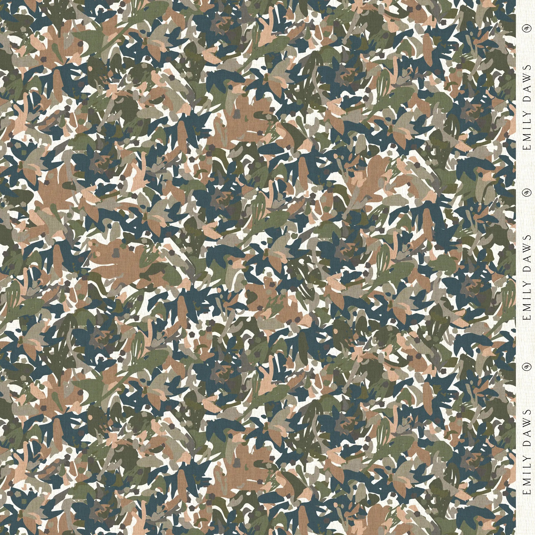 Thicket Olive fabric by Emily Daws — Flora Collection, available by the yard for drapery and upholstery