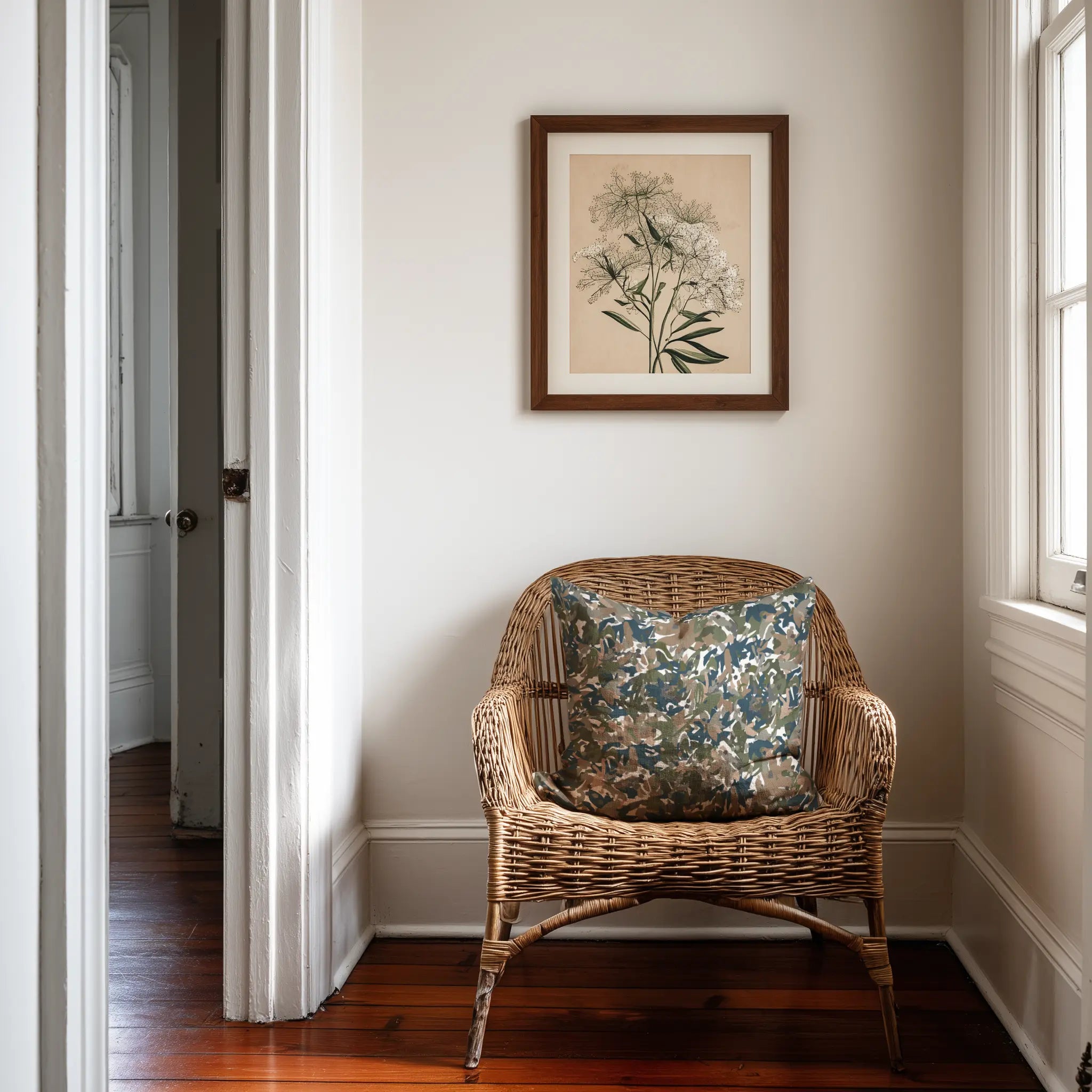 Emily Daws Thicket pillows in Olive β original pattern, feather and down insert
