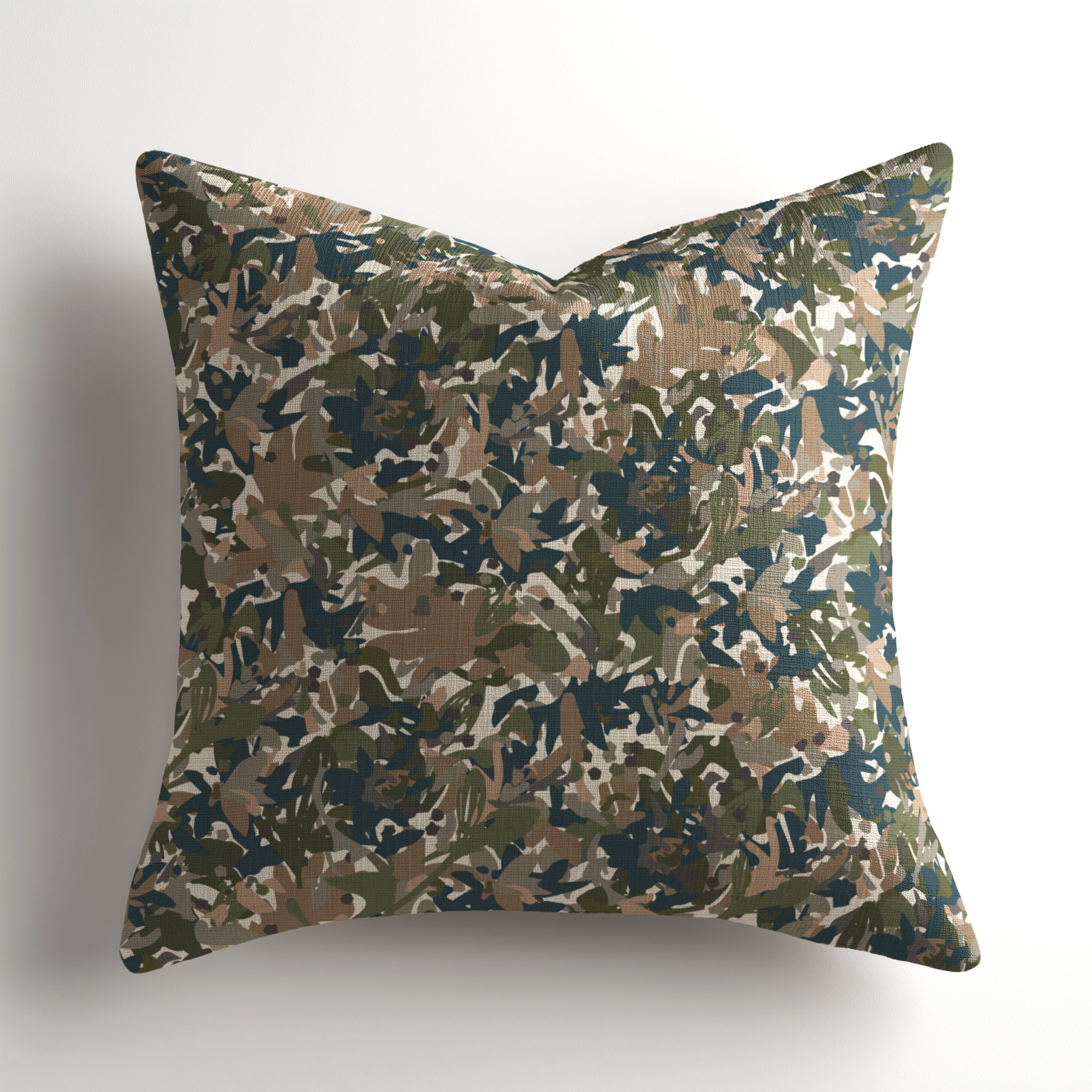Designer linen throw pillow by Emily Daws featuring the Thicket pattern in Olive, a Charleston-made, small-batch artful accent pillow crafted for luxury interiors and available through the Emily Daws Showroom.