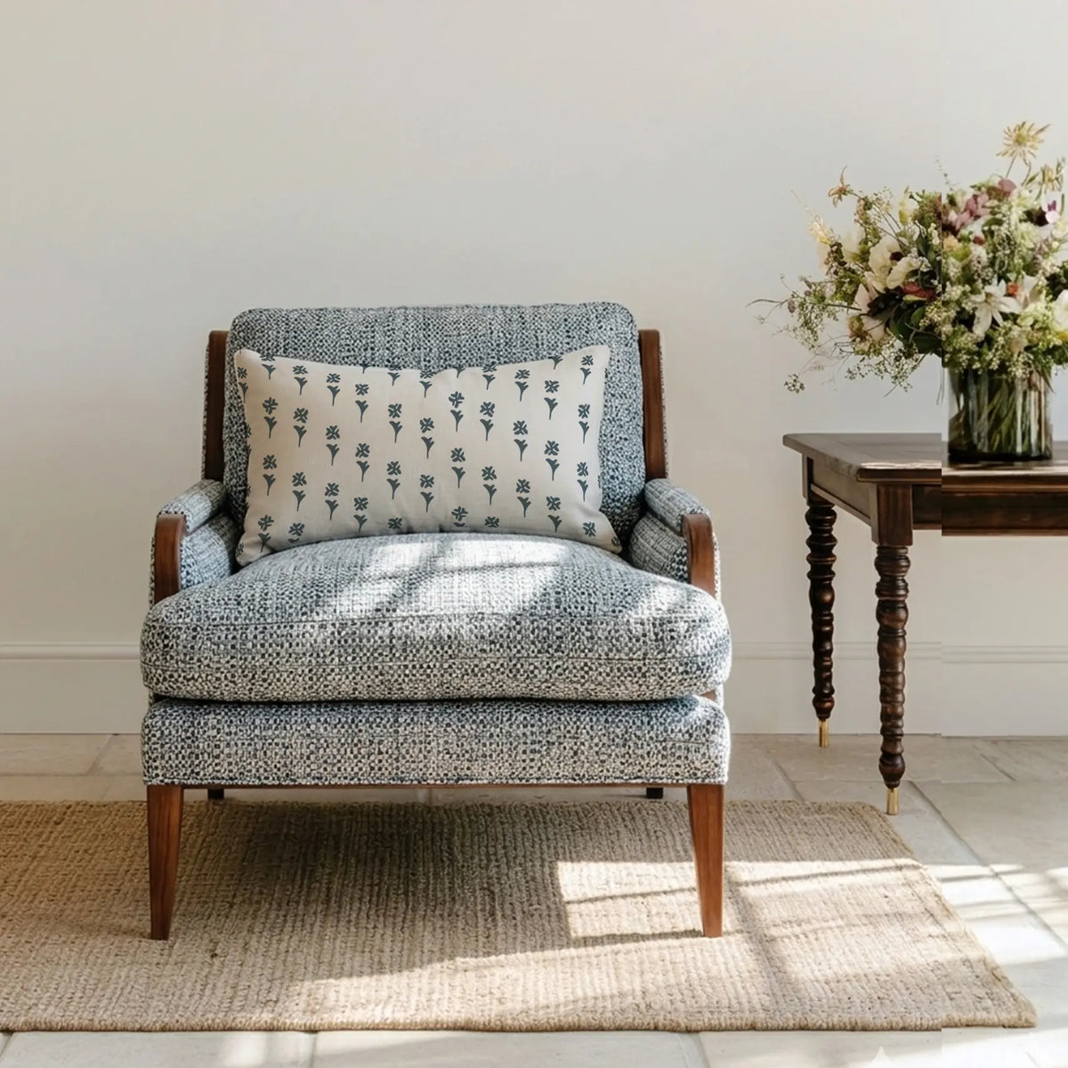 Tweed Fabric in Bluebird