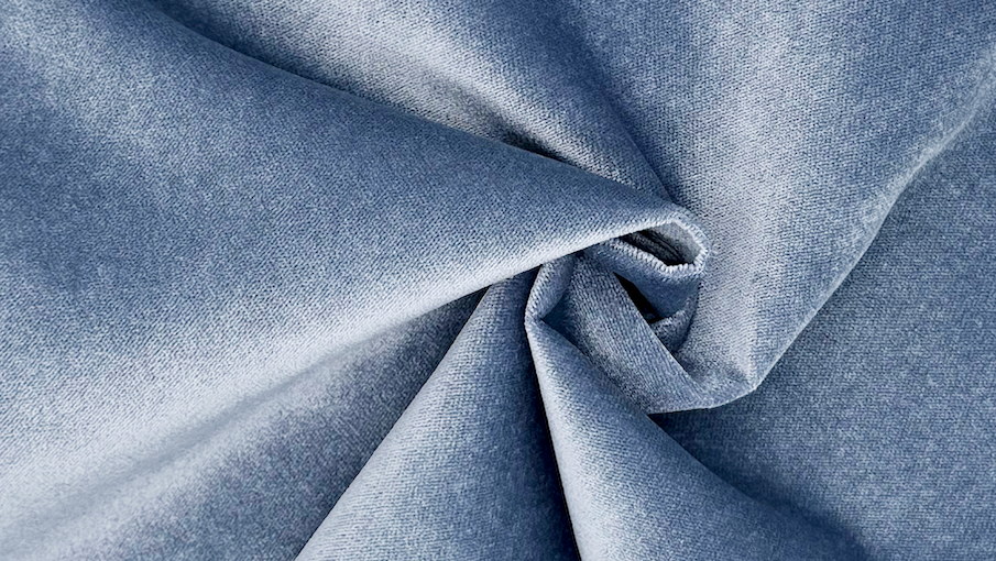 Blue fabric square on a white background