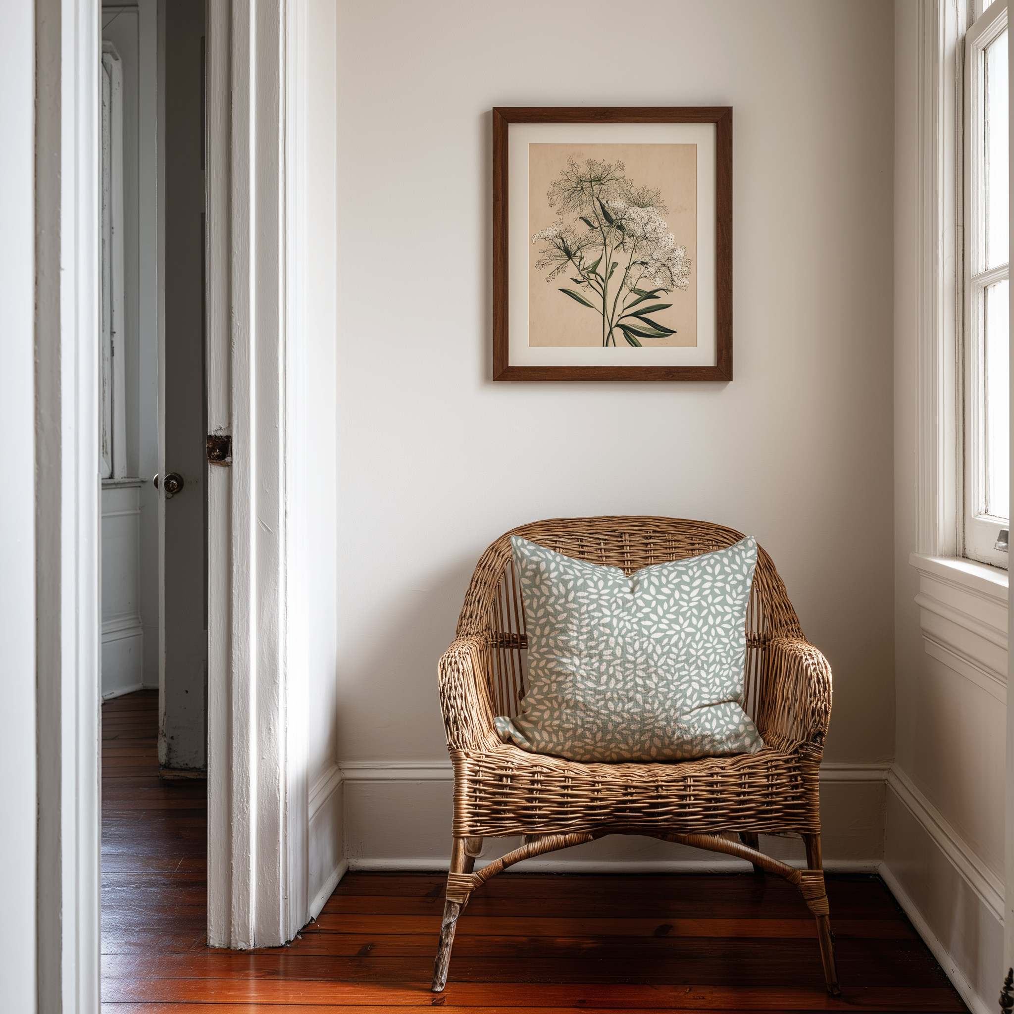 Emily Daws Wadmalaw pillows in Sage β original pattern, feather and down insert
