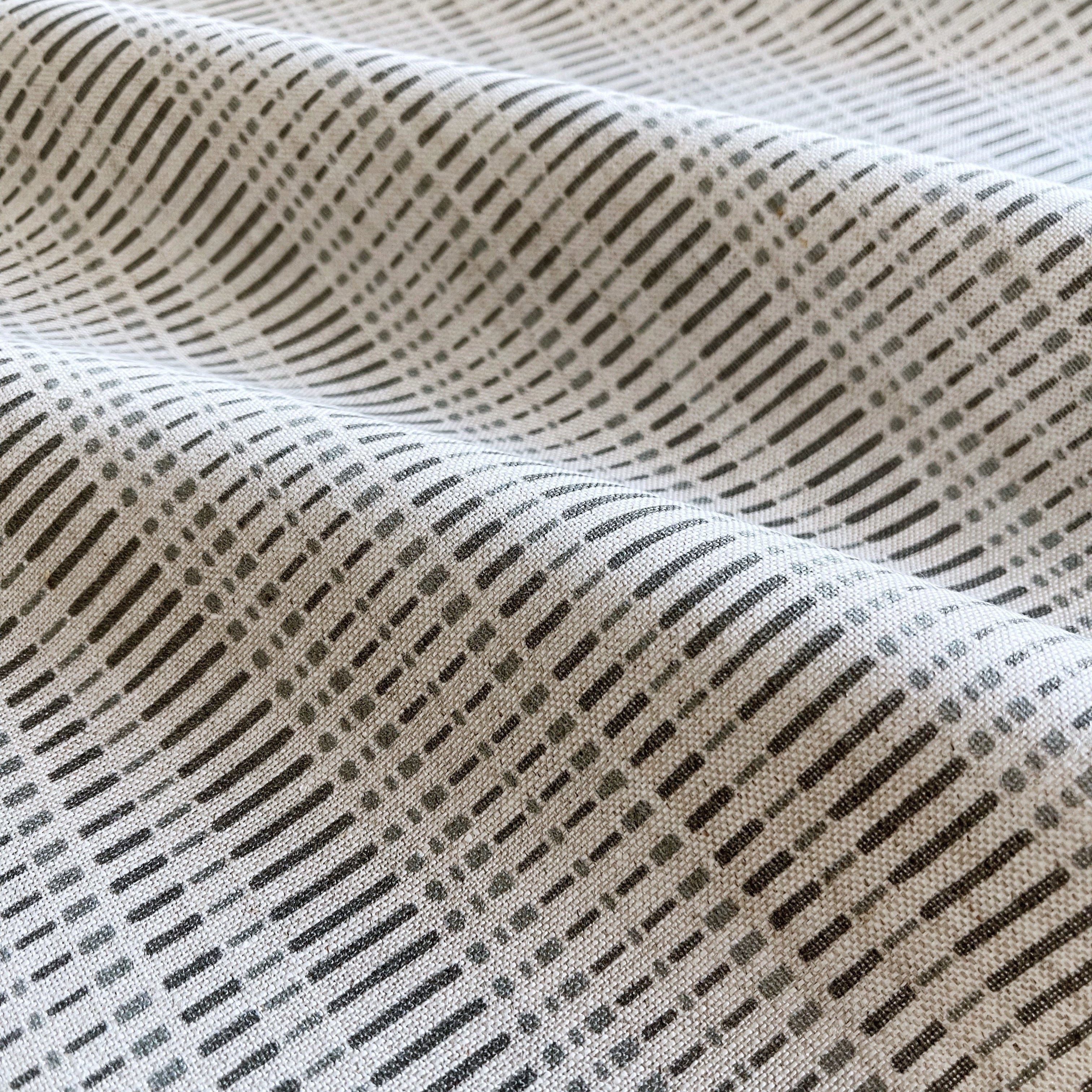 Birch pillow in Pigeon – fabric detail showing botanical print and linen texture from Flora Collection