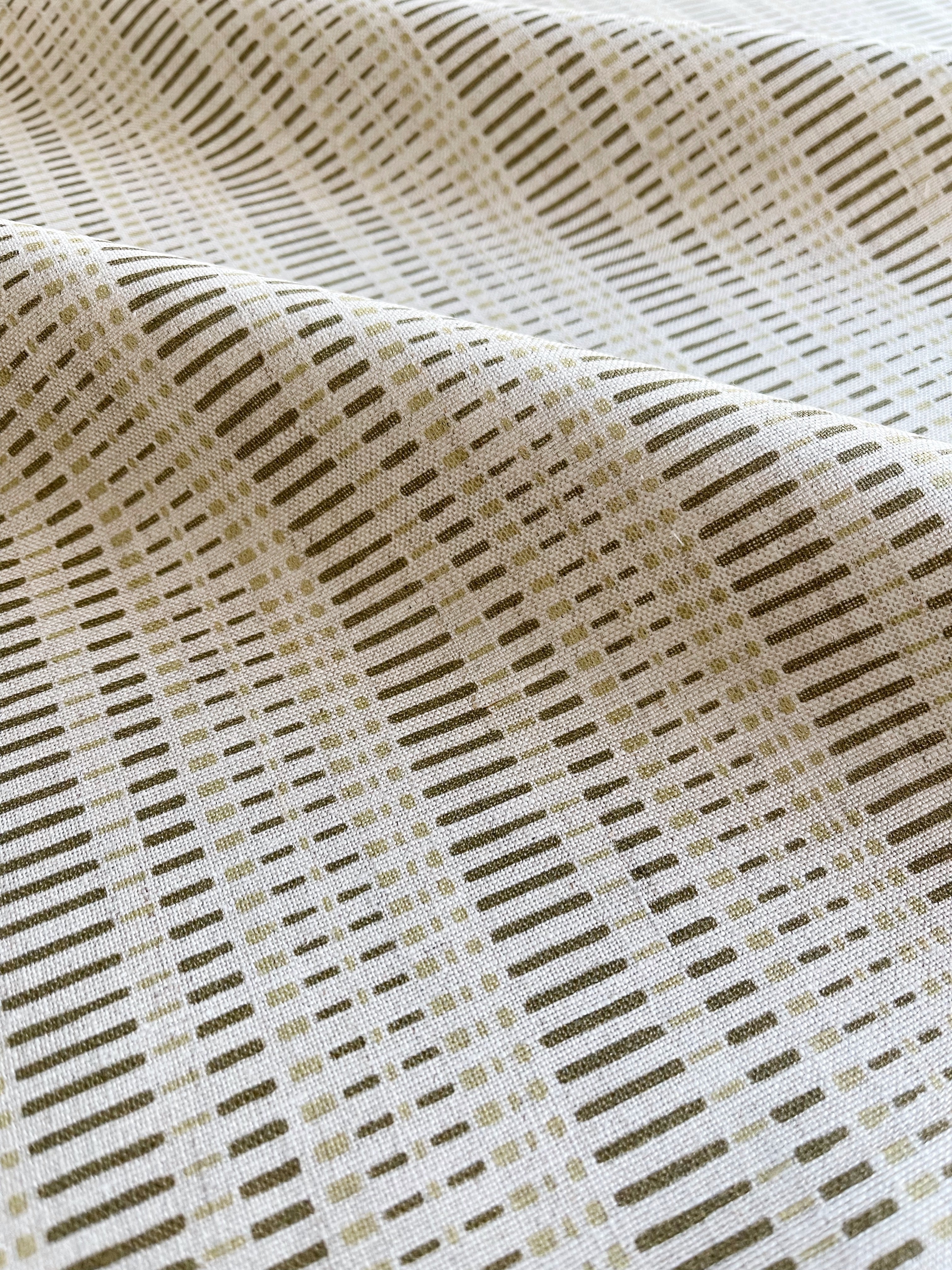 Birch pillow in Bamboo – fabric detail showing botanical print and linen texture from Flora Collection