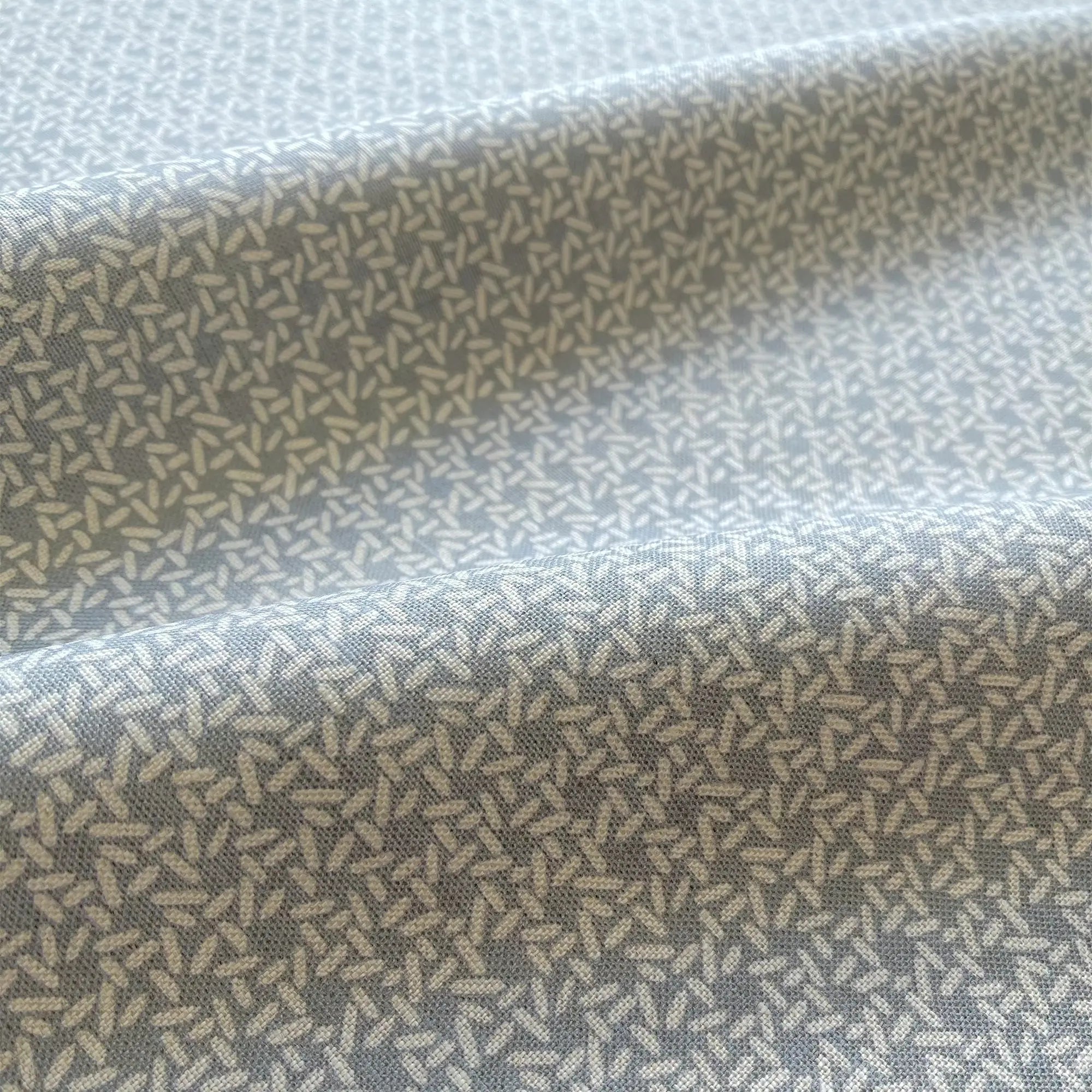 Carolina Rice fabric in Chambray by Emily Daws — close-up detail of Belgian linen, Charleston Collection