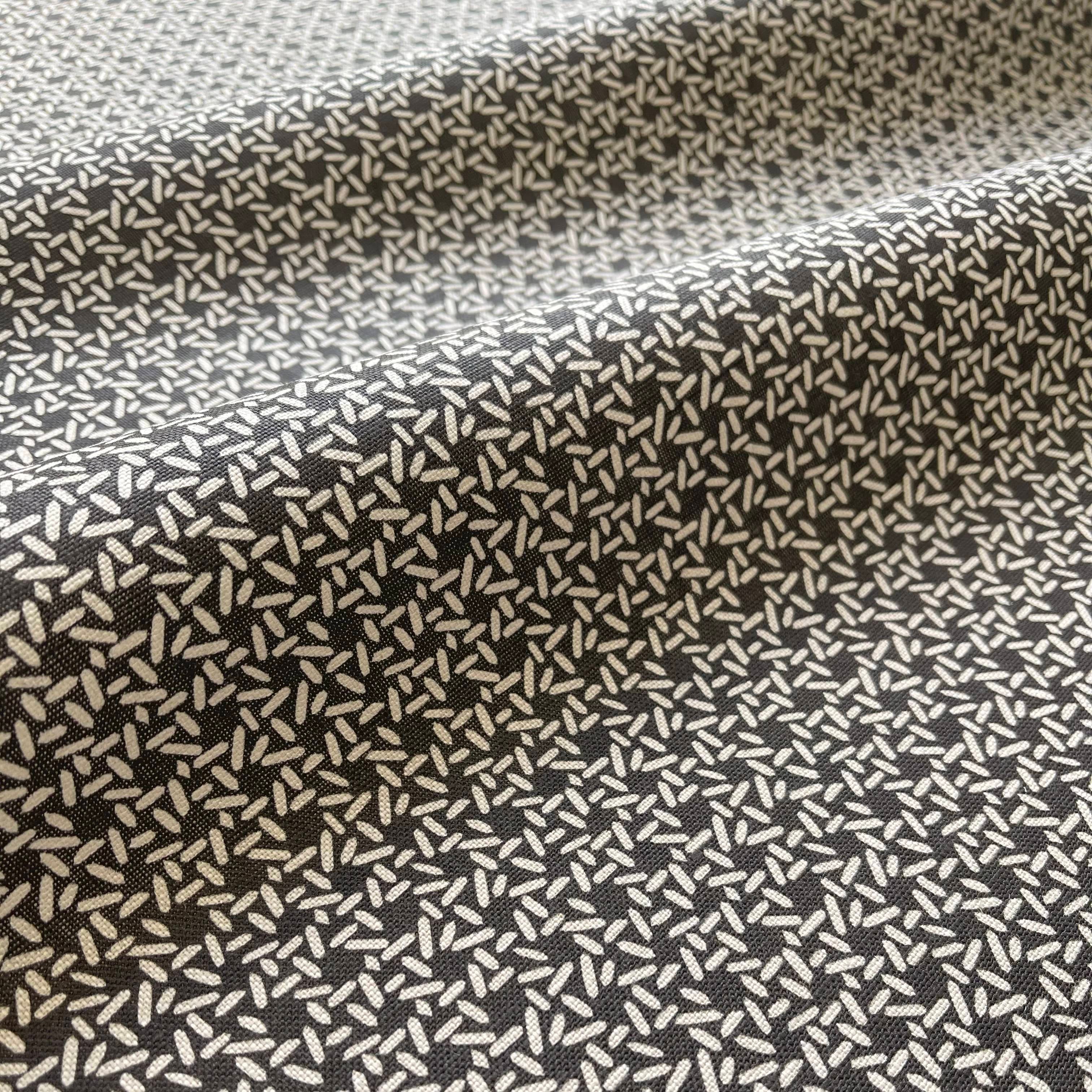 Carolina Rice fabric in Onyx by Emily Daws β close-up view showcasing linen texture and design β Charleston fabric by the yard for interiors