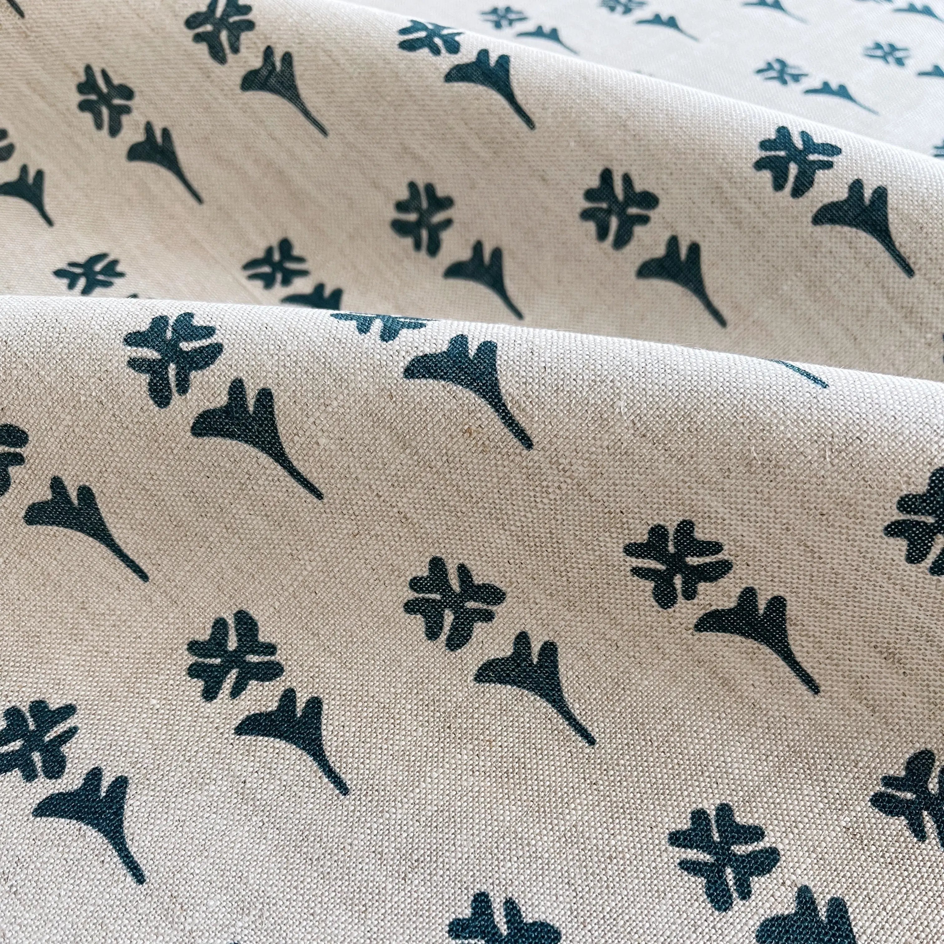 Daffodil Delft Blue pillow by Emily Daws styled in an interior — Flora Collection