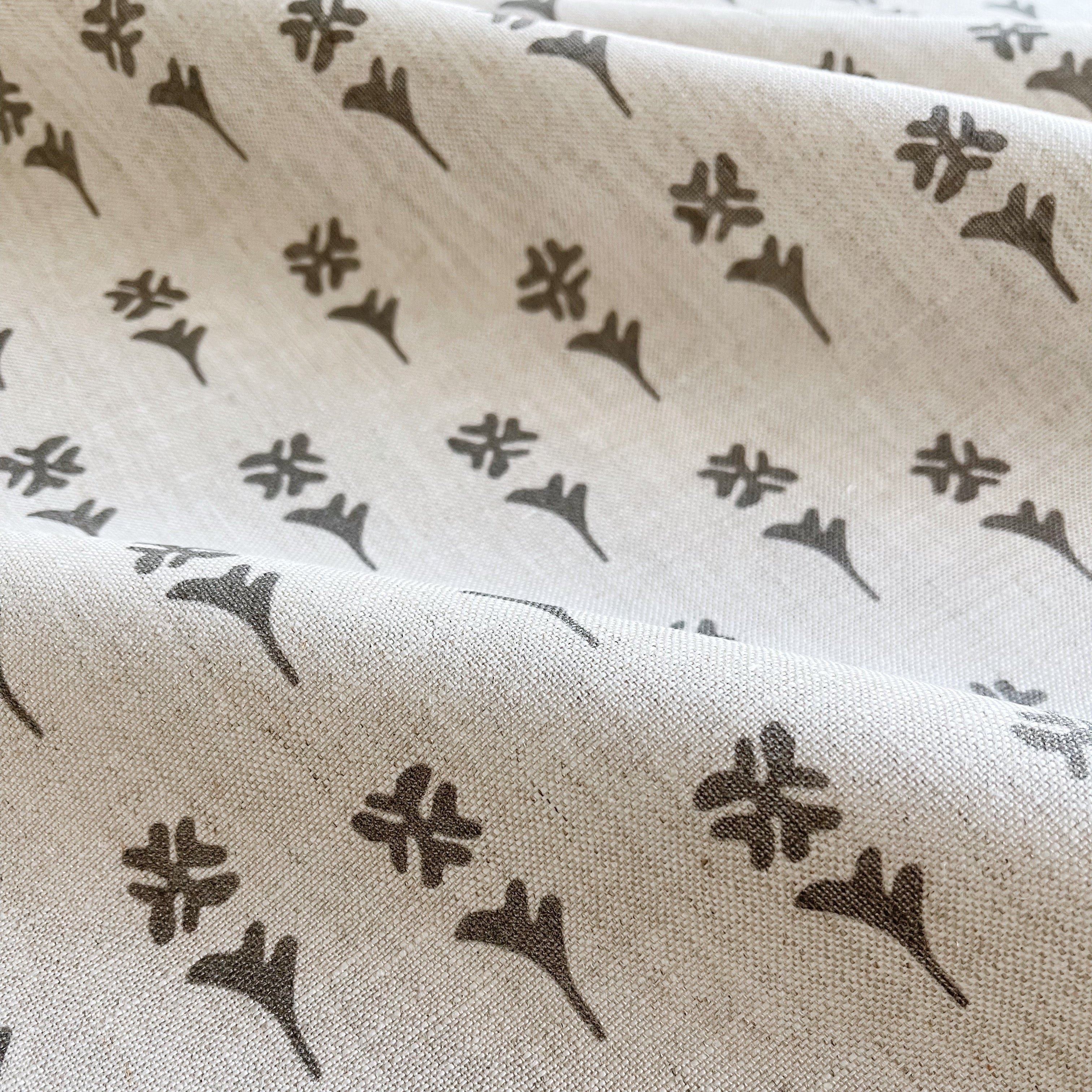 Daffodil fabric in Dusk β close-up of linen texture and leafy pattern; perfect for pattern sofas