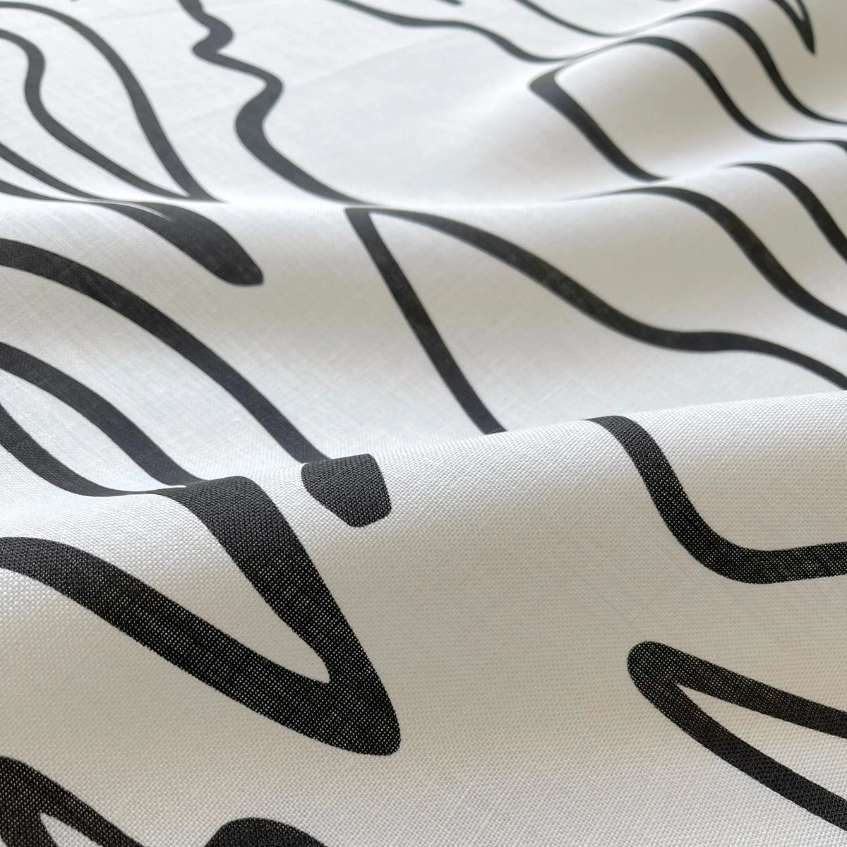Edisto fabric in Jet by Emily Daws — close-up detail of Belgian linen, Sea Island Collection
