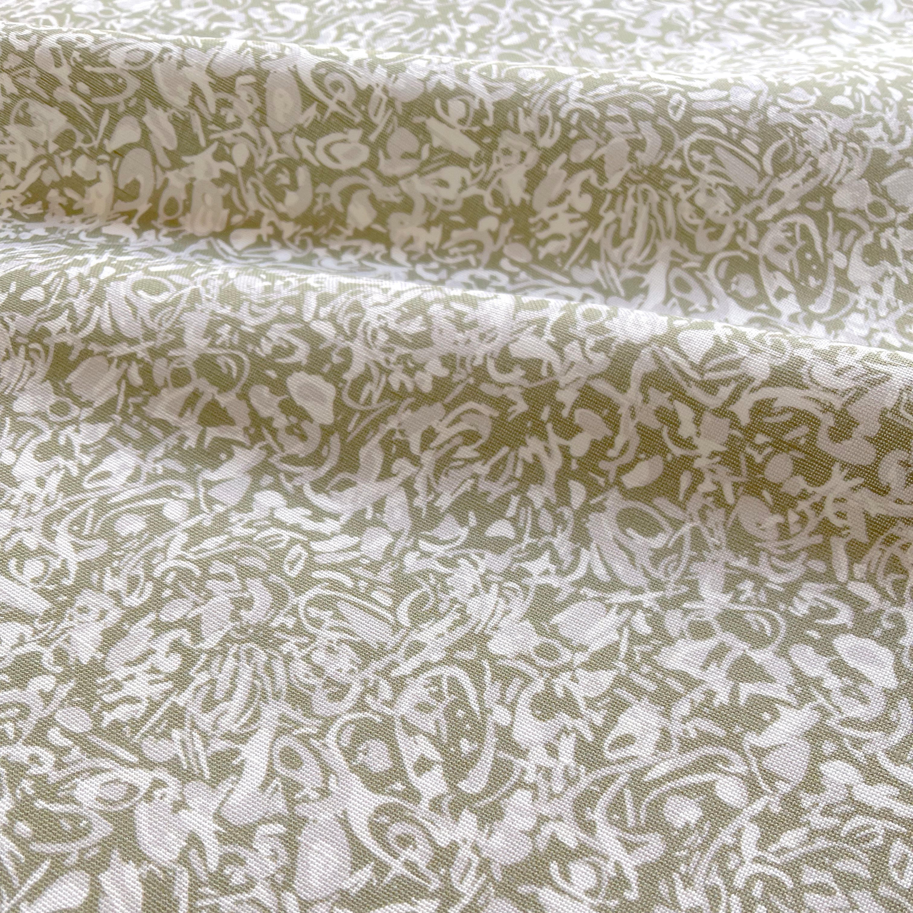 Estuary fabric in Chartreuse by Emily Daws — close-up detail of Belgian linen, Waterways Collection