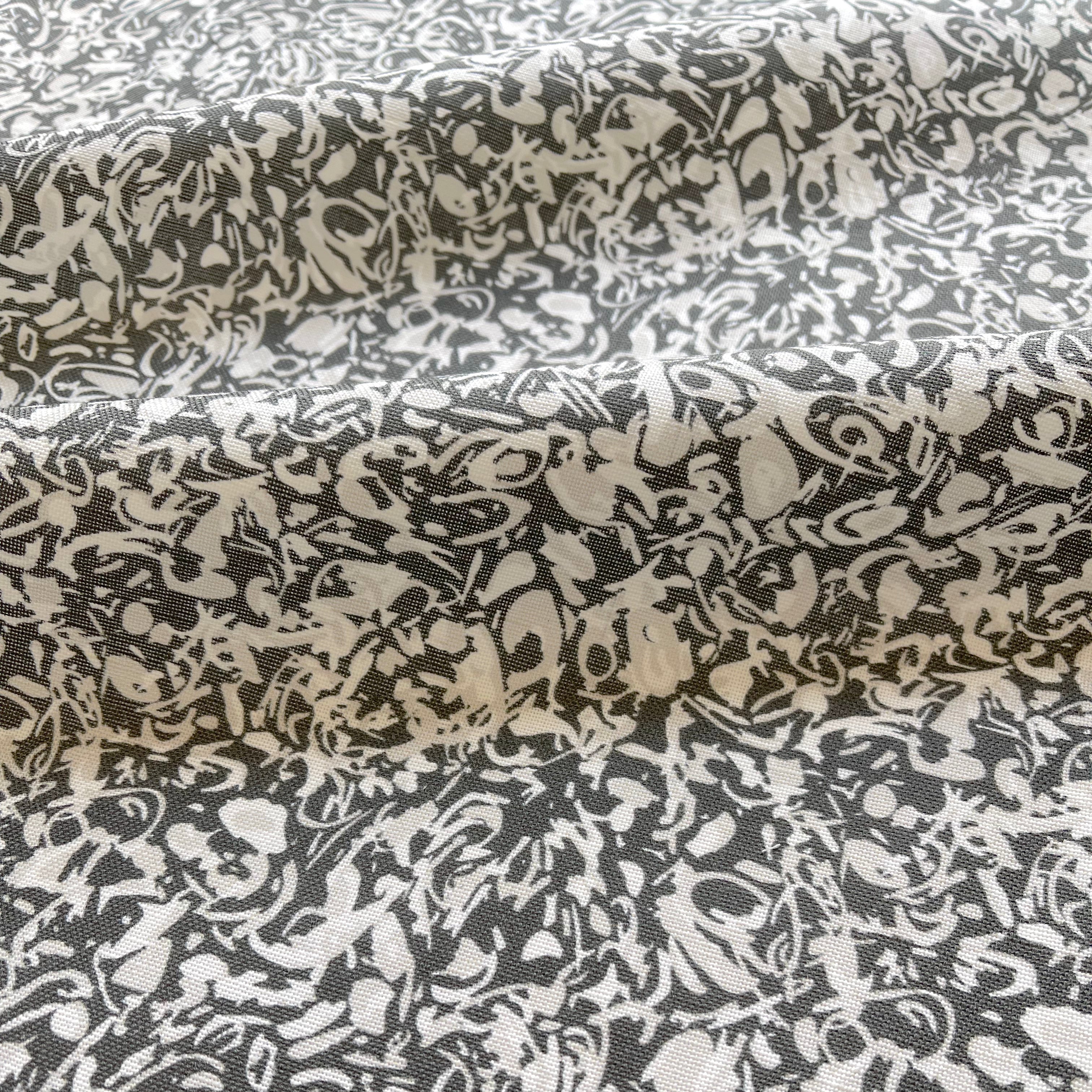 Estuary fabric in Granite by Emily Daws — close-up detail of Belgian linen, Waterways Collection