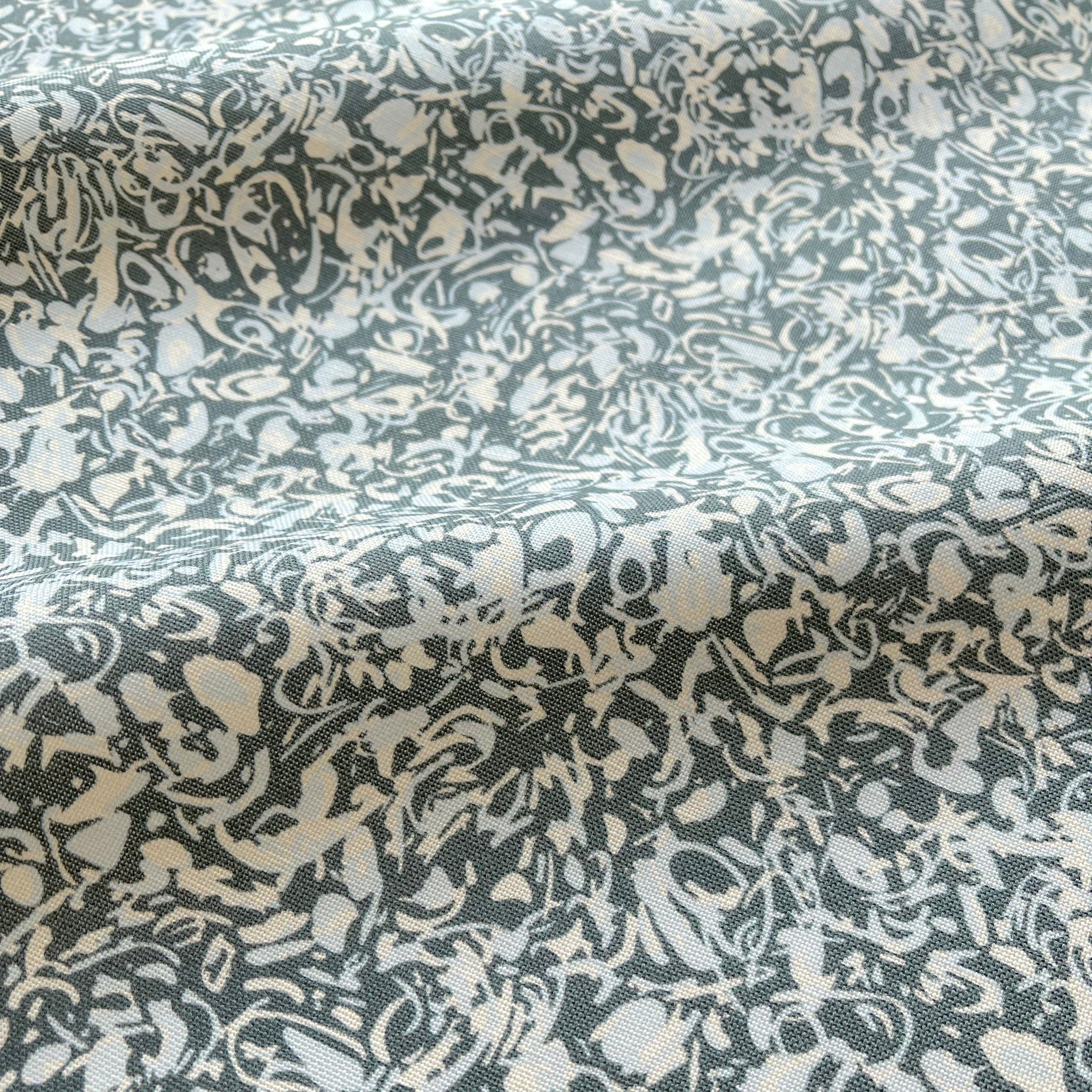 Estuary fabric in Peacock by Emily Daws — close-up detail of Belgian linen, Waterways Collection