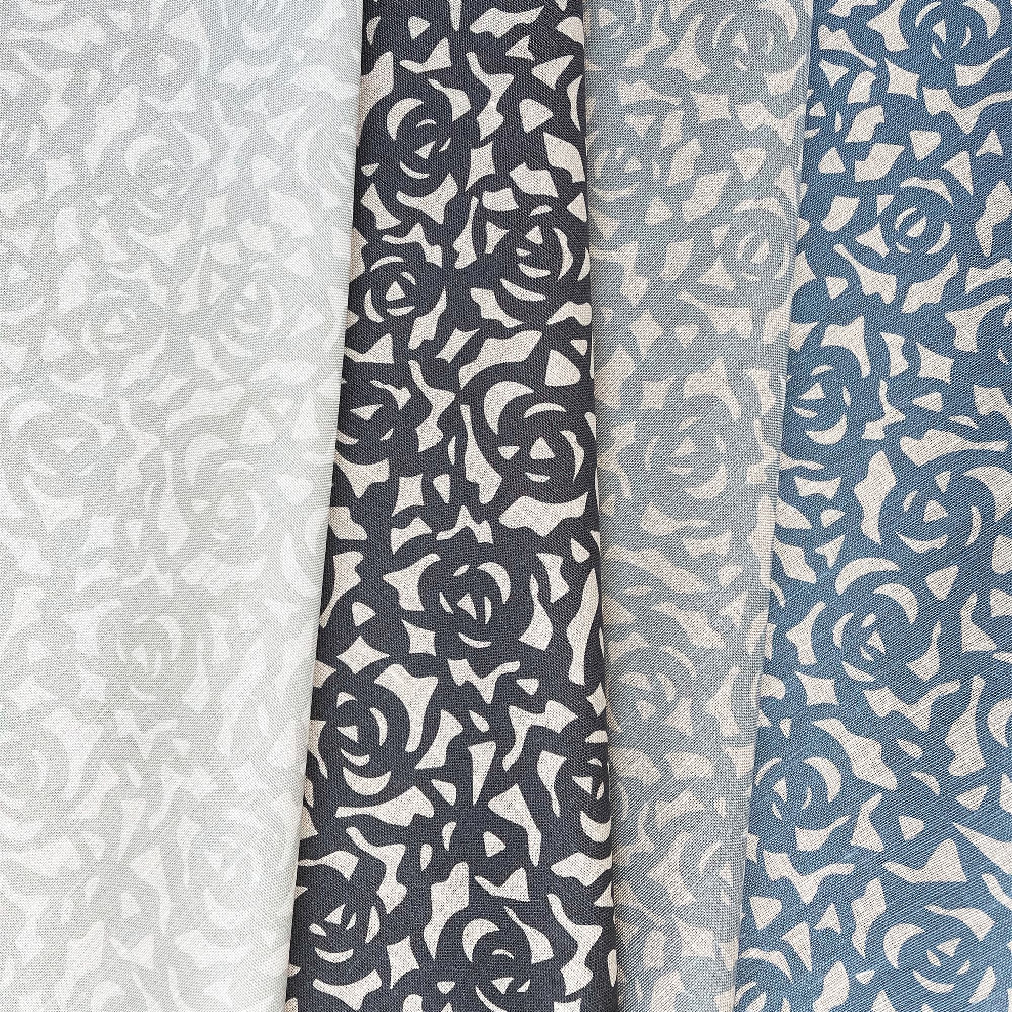 Gardenia fabric in Cobalt by Emily Daws – styled in a coastal-inspired interior for pillows or window treatments – Charleston fabric by the yard for interiors