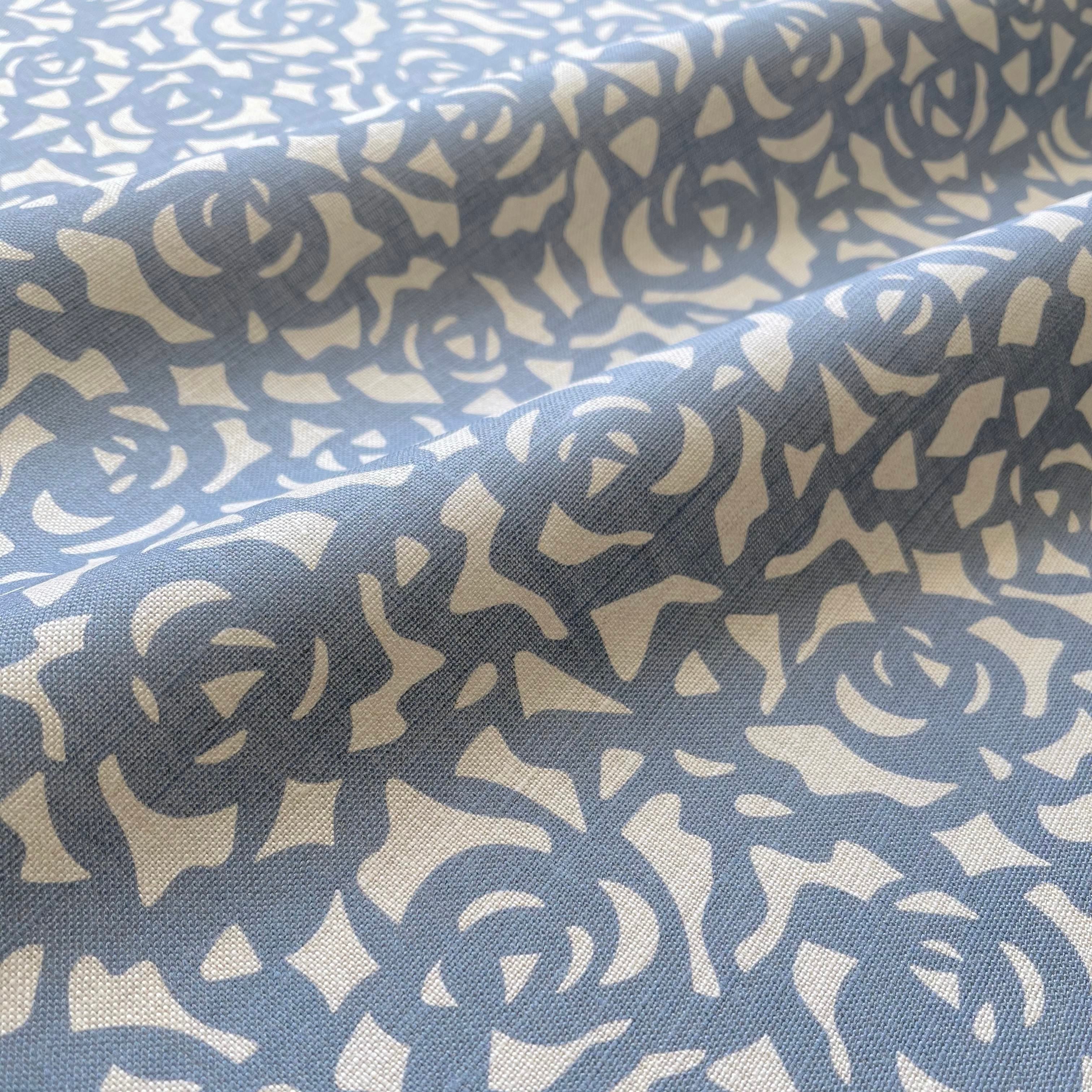 Gardenia pillow in Cobalt – close-up of the fabric texture and pattern on linen backing