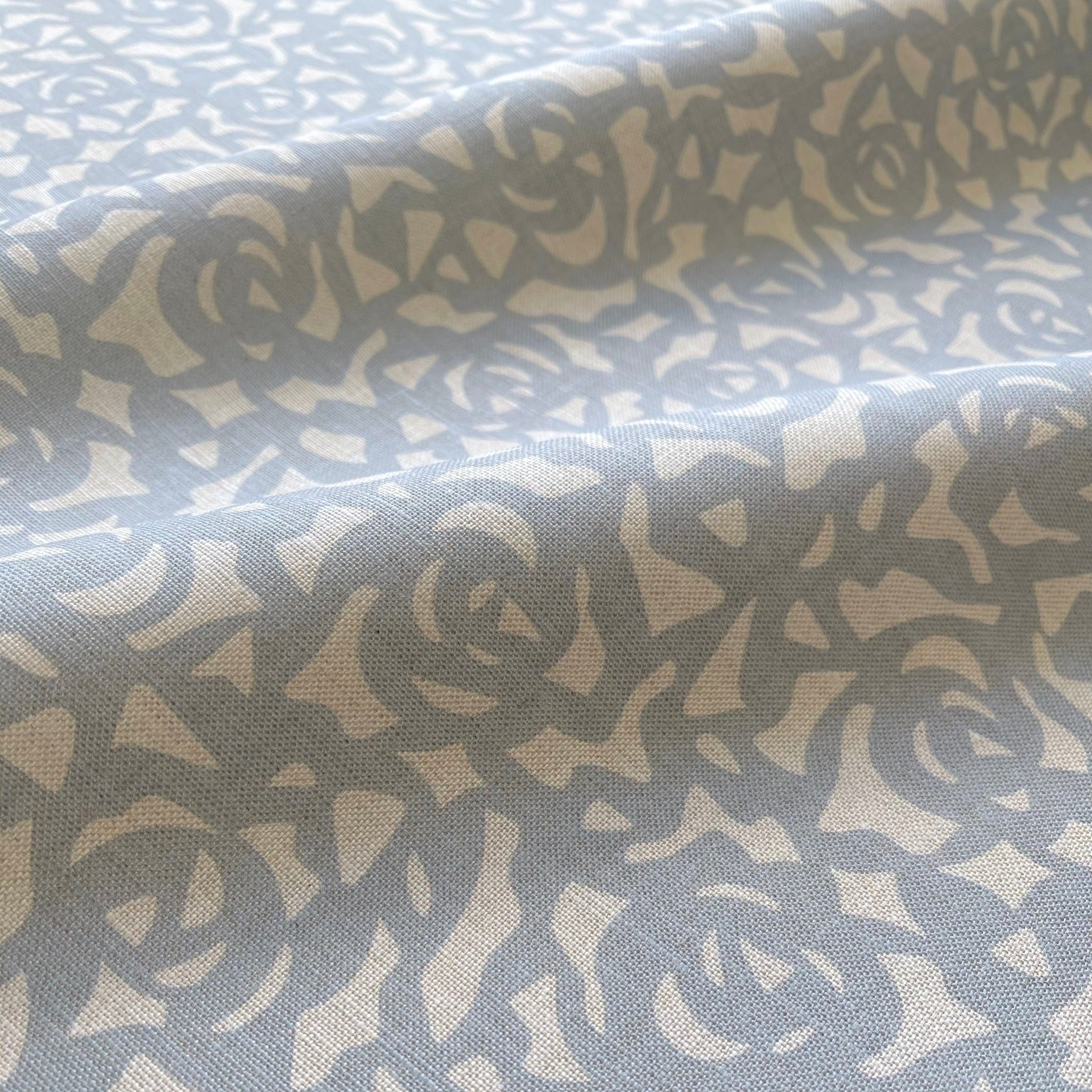 Gardenia pillow in Marina β close-up of the fabric texture and pattern on linen backing