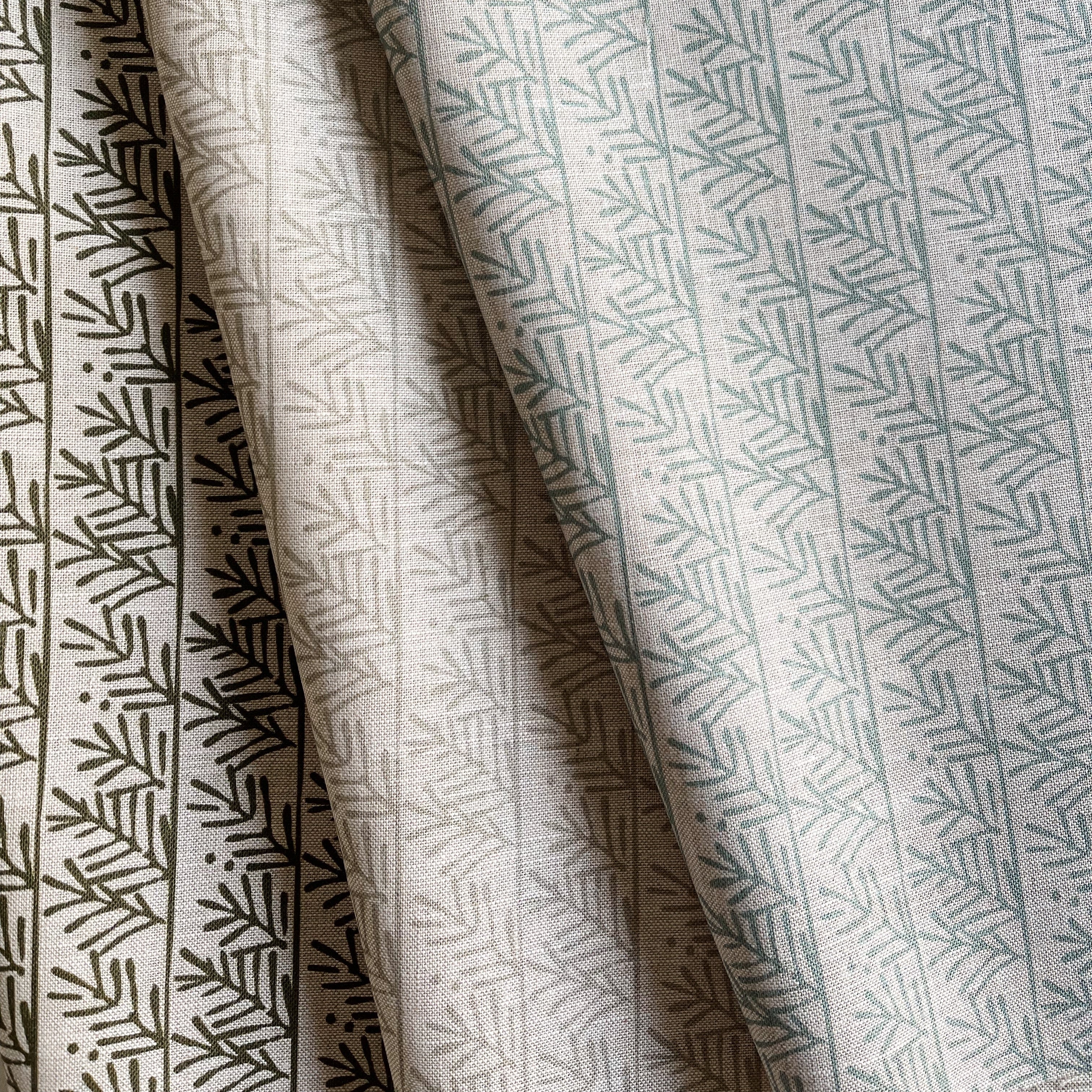 Hemlock pillow in Mineral – fabric detail showing botanical print and linen texture from Flora Collection