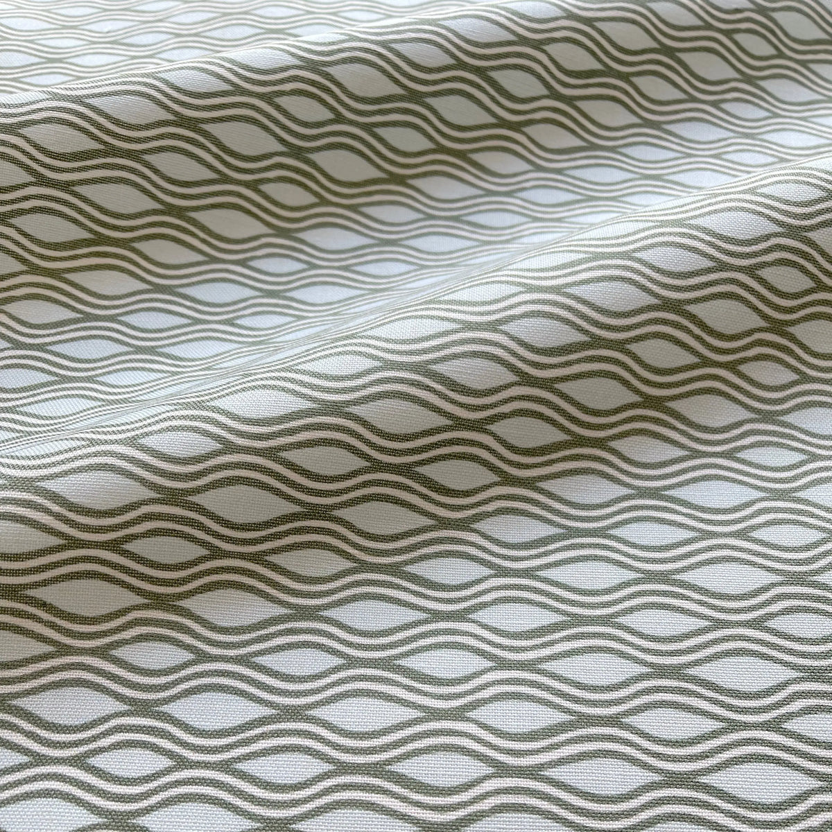 Inlet fabric in Juniper by Emily Daws — close-up detail of Belgian linen, Waterways Collection