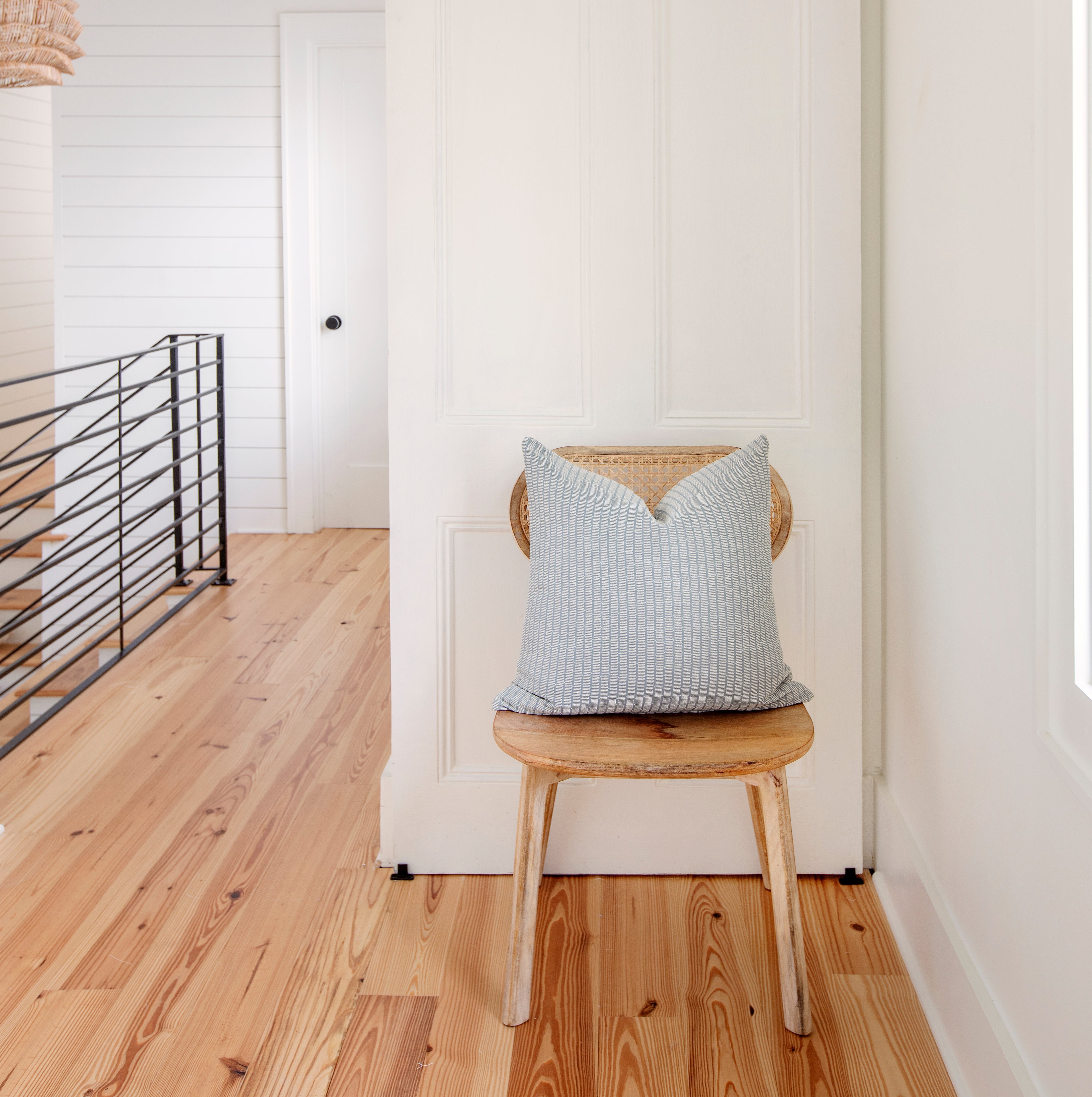 Jetty fabric in Cooper Blue by Emily Daws – styled in a Charleston coastal home; perfect for pillows, window treatments, or accent upholstery – Waterways fabric collection; Charleston luxury fabric by the yard for interiors and coastal homes