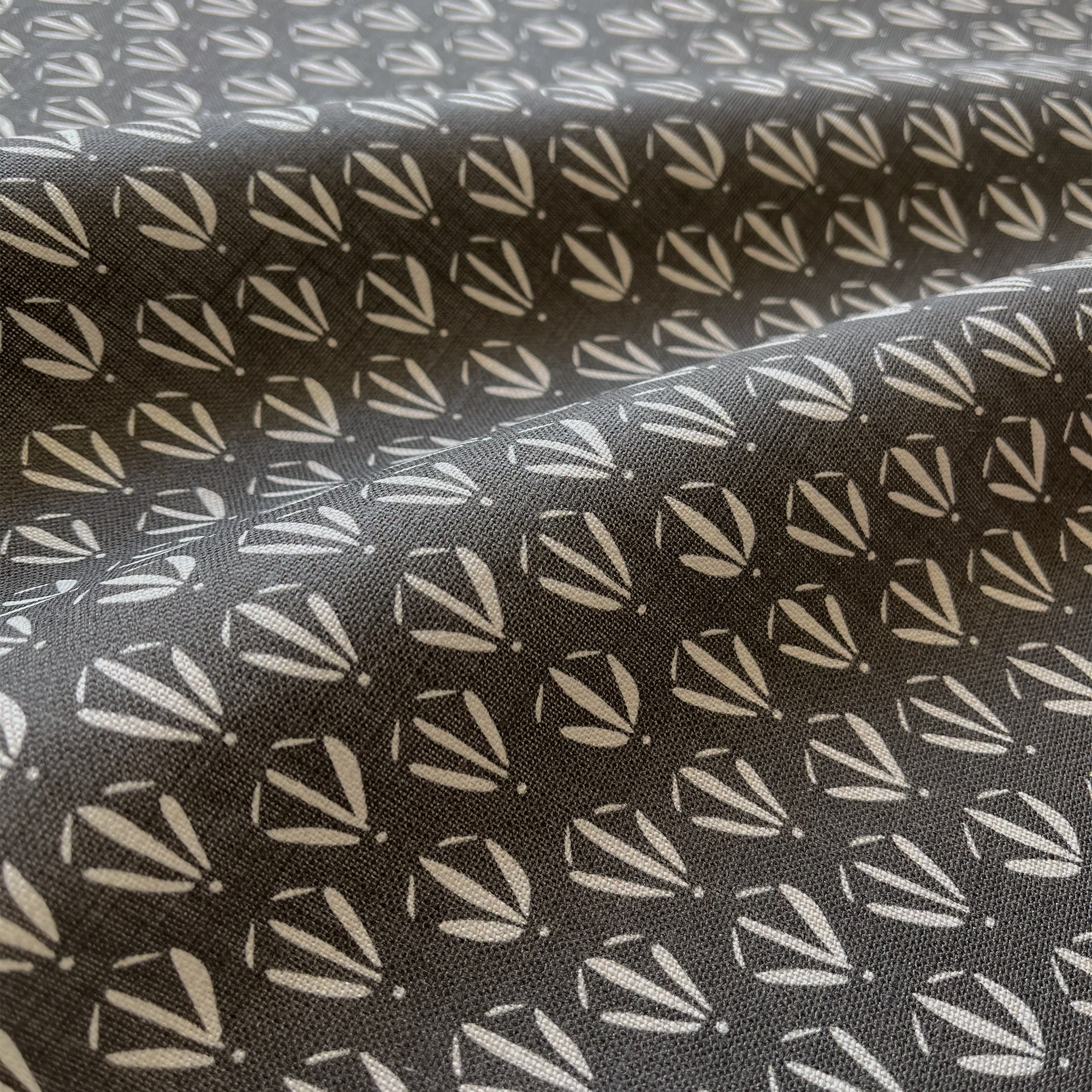 Kiawah fabric in Coal by Emily Daws β close-up detail of Belgian linen, Sea Island Collection