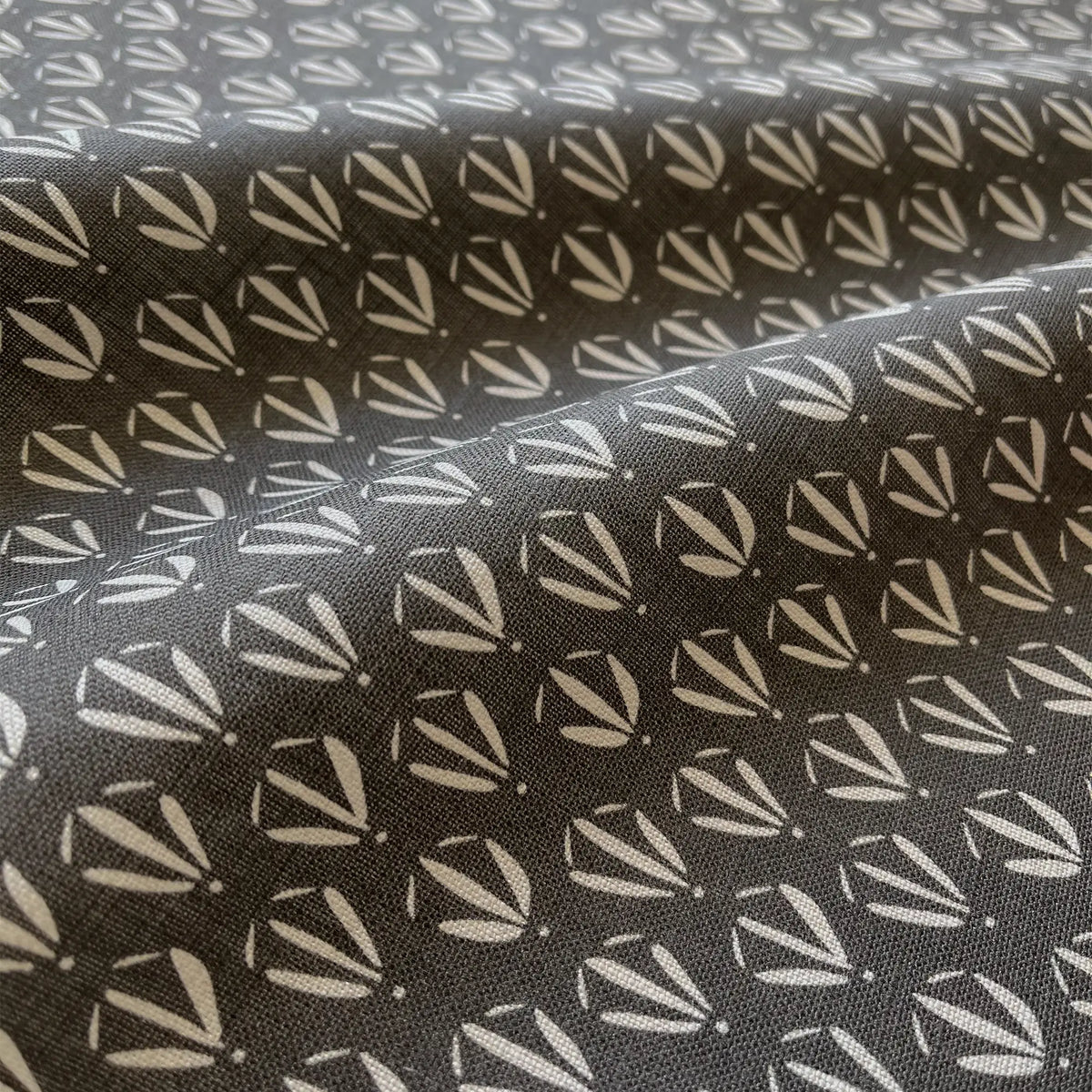 Kiawah fabric in Coal by Emily Daws — close-up detail of Belgian linen, Sea Island Collection
