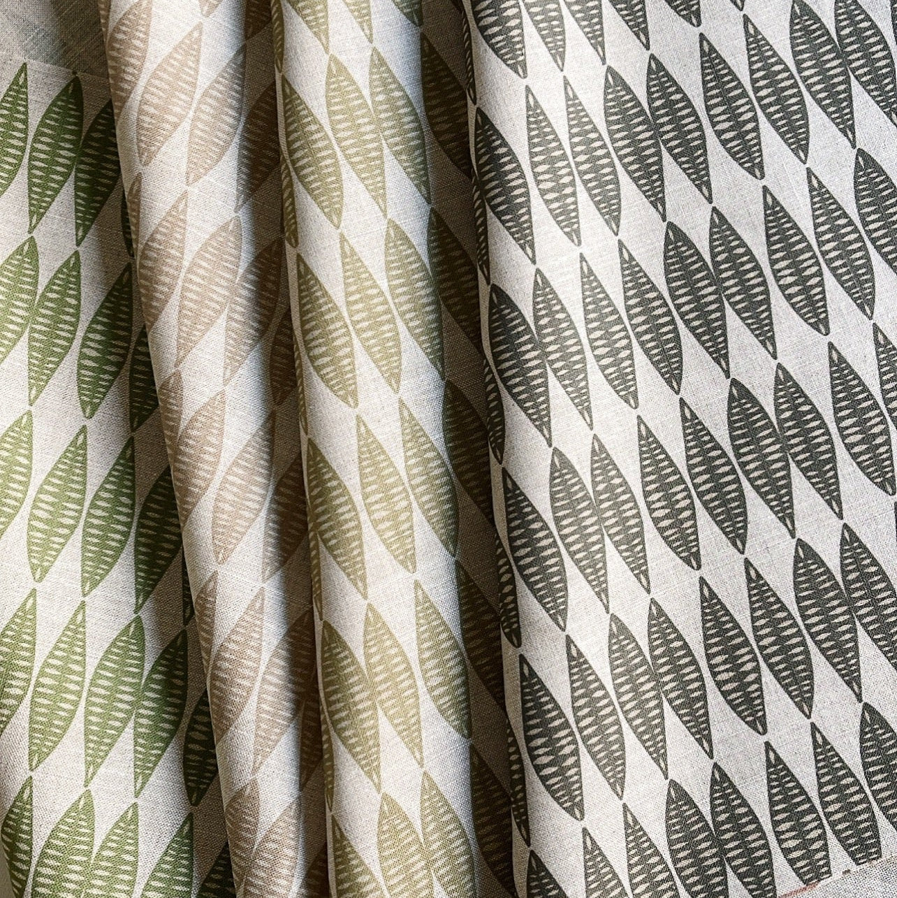 Leaflette fabric in Lemongrass styled by Emily Daws β cozy countryside look for floral curtains or cushions