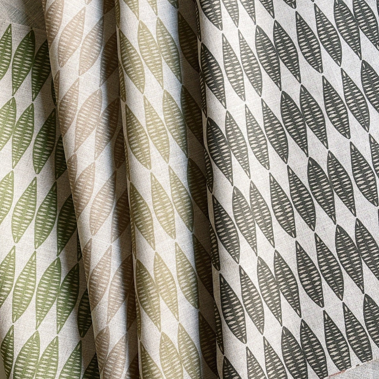 Leaflette fabric in Peridot styled by Emily Daws β cozy countryside look for floral curtains or cushions