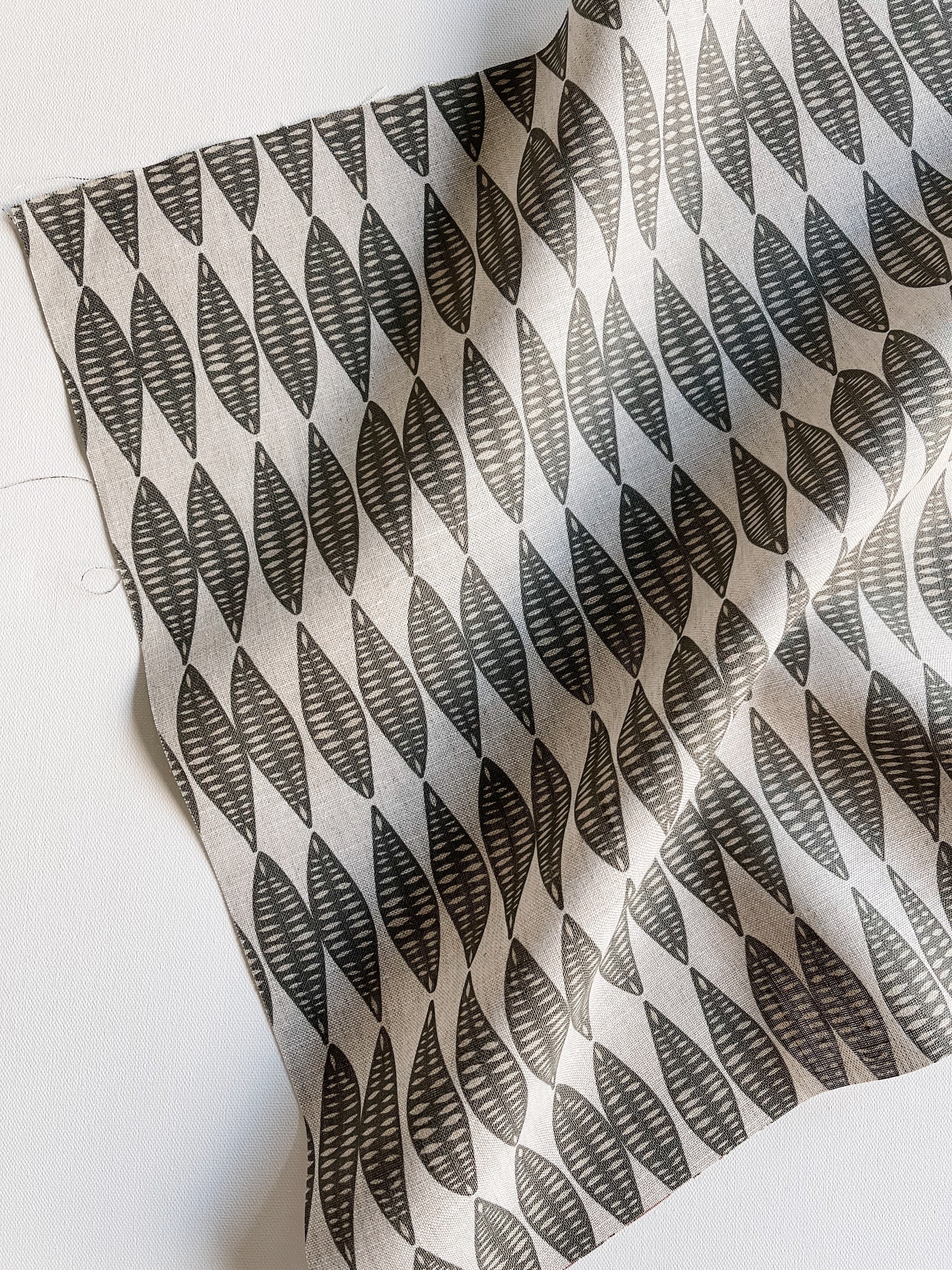 Leaflette fabric in Peppercorn styled by Emily Daws – cozy countryside look for floral curtains or cushions