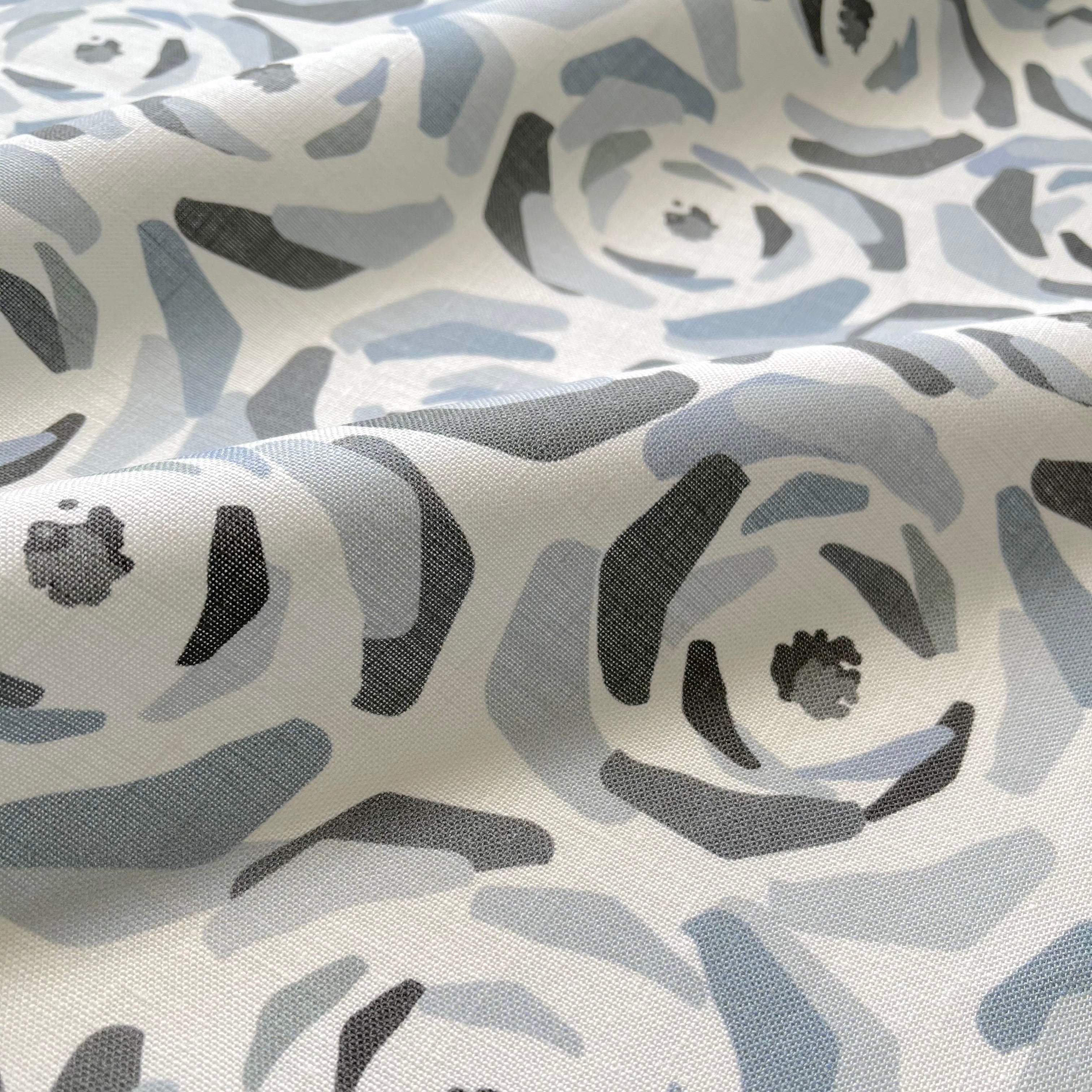 Magnolia pillow in Slate – close-up of the fabric texture and pattern on linen backing