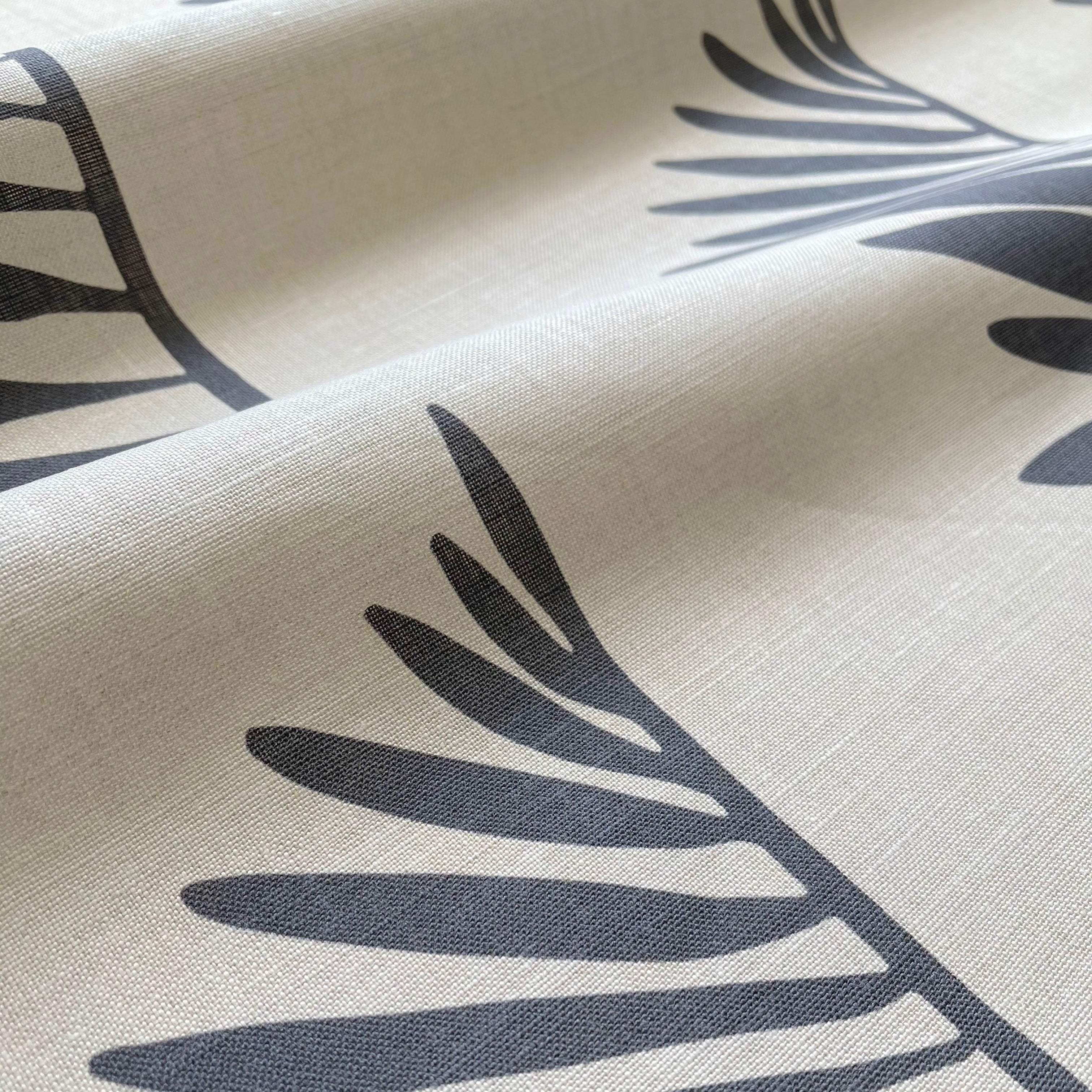 Palmetto fabric in Midnight by Emily Daws – close-up view showcasing linen texture and design – Charleston fabric by the yard for interiors