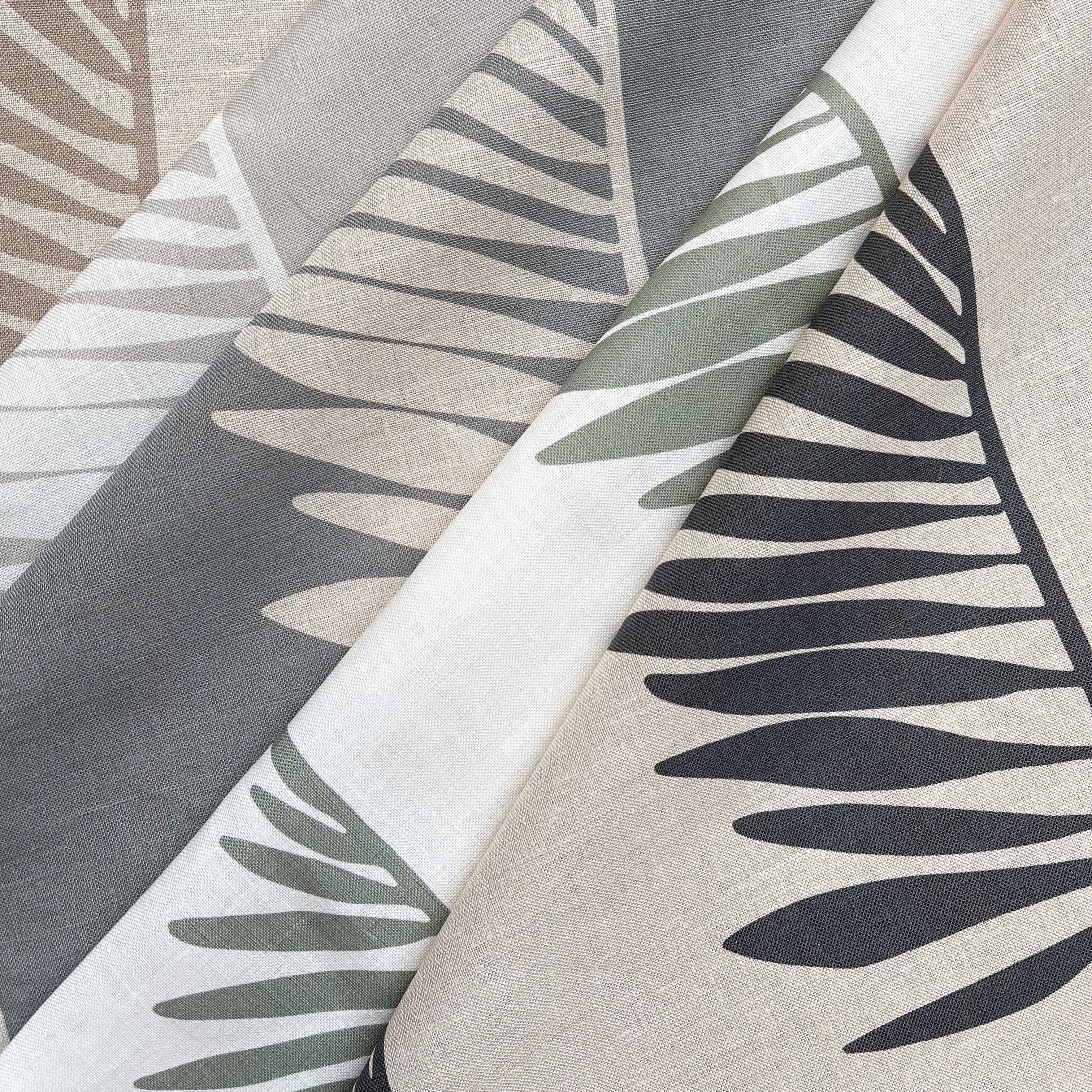 Palmetto fabric in Midnight by Emily Daws – styled in a coastal-inspired interior for pillows or window treatments – Charleston fabric by the yard for interiors